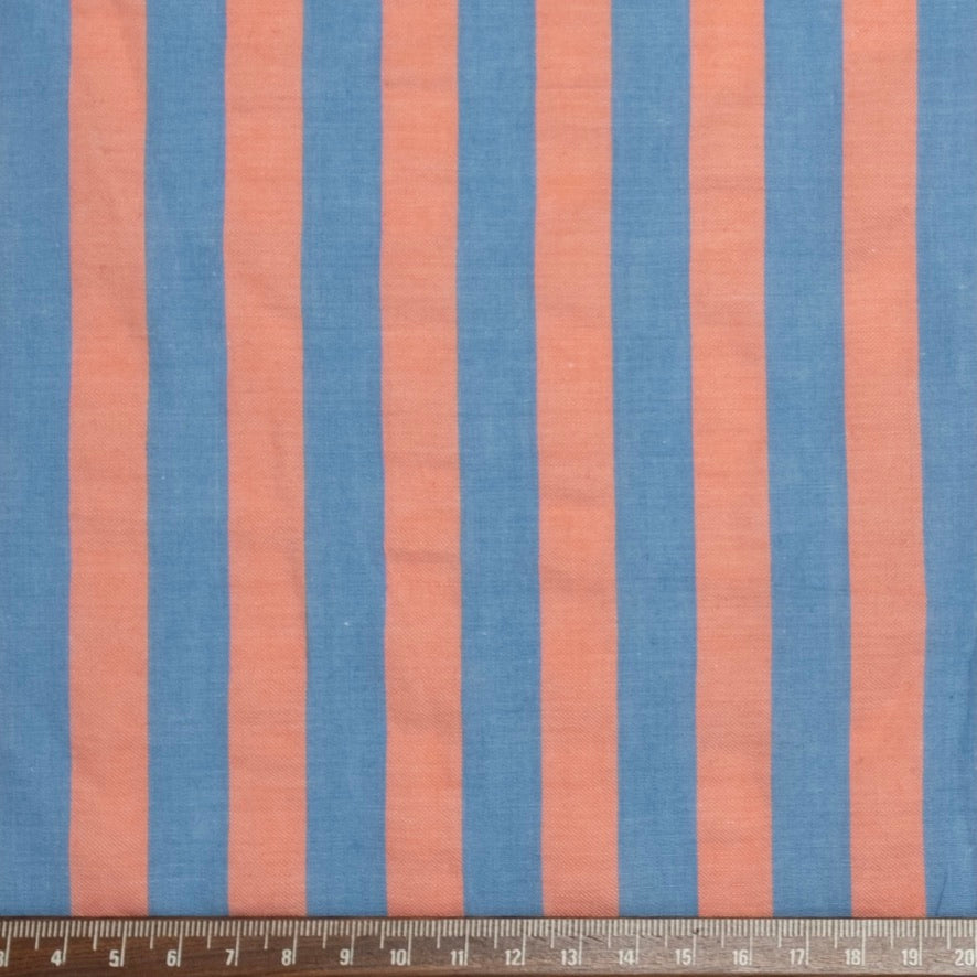 POPELÍN ESTAMPADO RAYAS PASTEL AZUL - CORAL