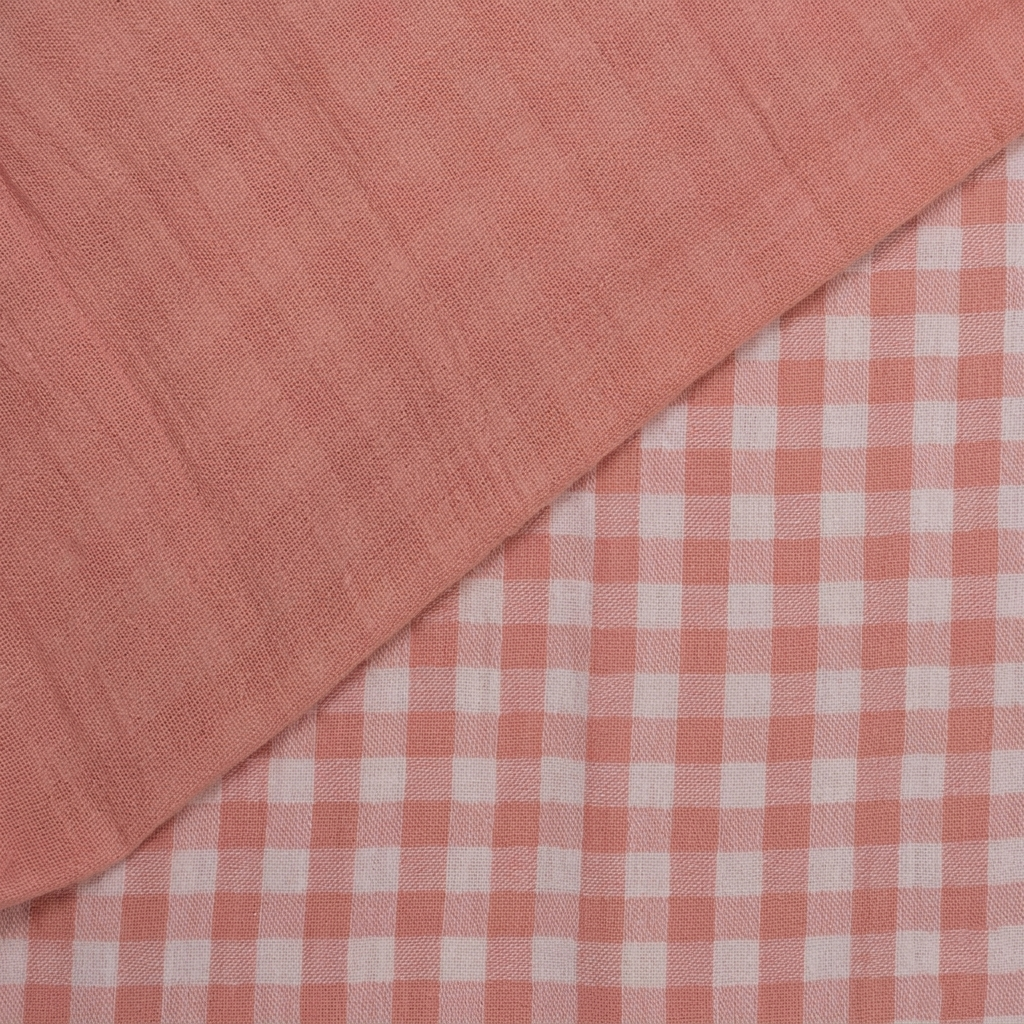 MUSELINA ESTAMPADA ROSA - BLANCO