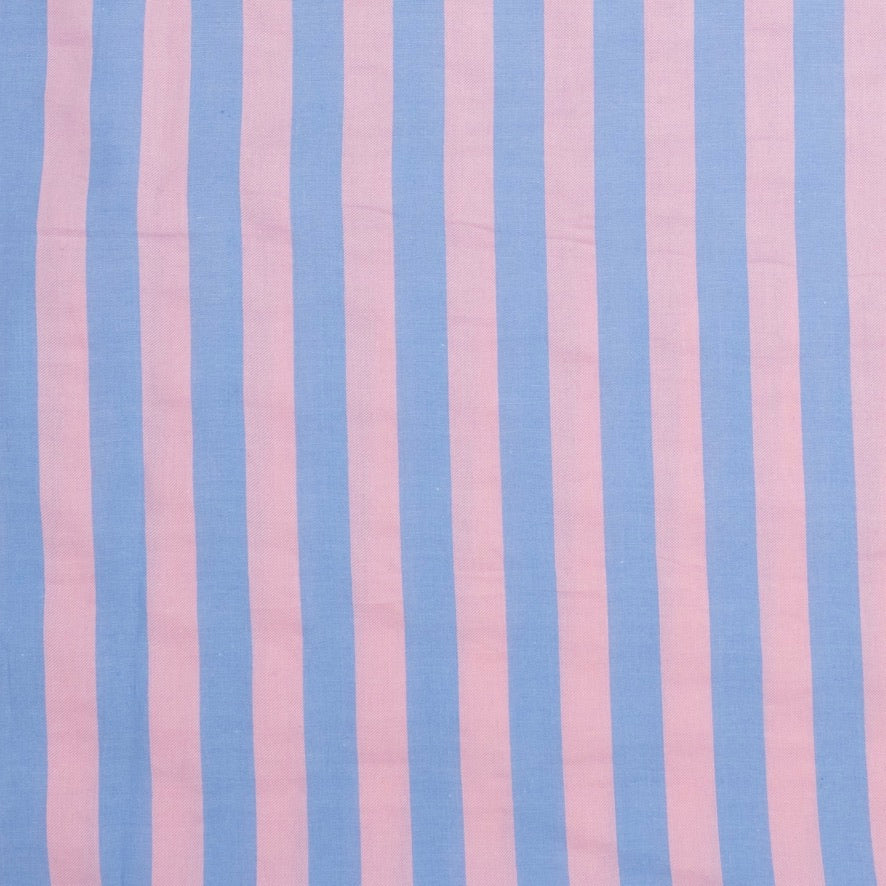 POPELÍN ESTAMPADO RAYAS PASTEL AZUL - ROSA MEDIO
