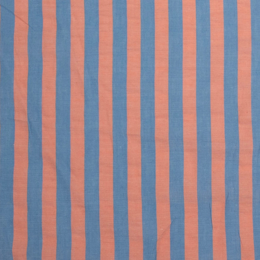 POPELÍN ESTAMPADO RAYAS PASTEL AZUL - CORAL