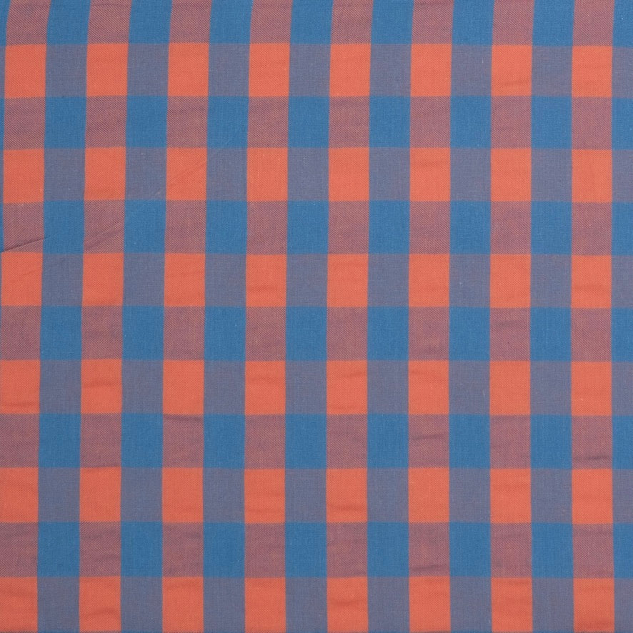 VICHY SEERSUCKER MAXI PASTEL AZUL - ROJO CORAL
