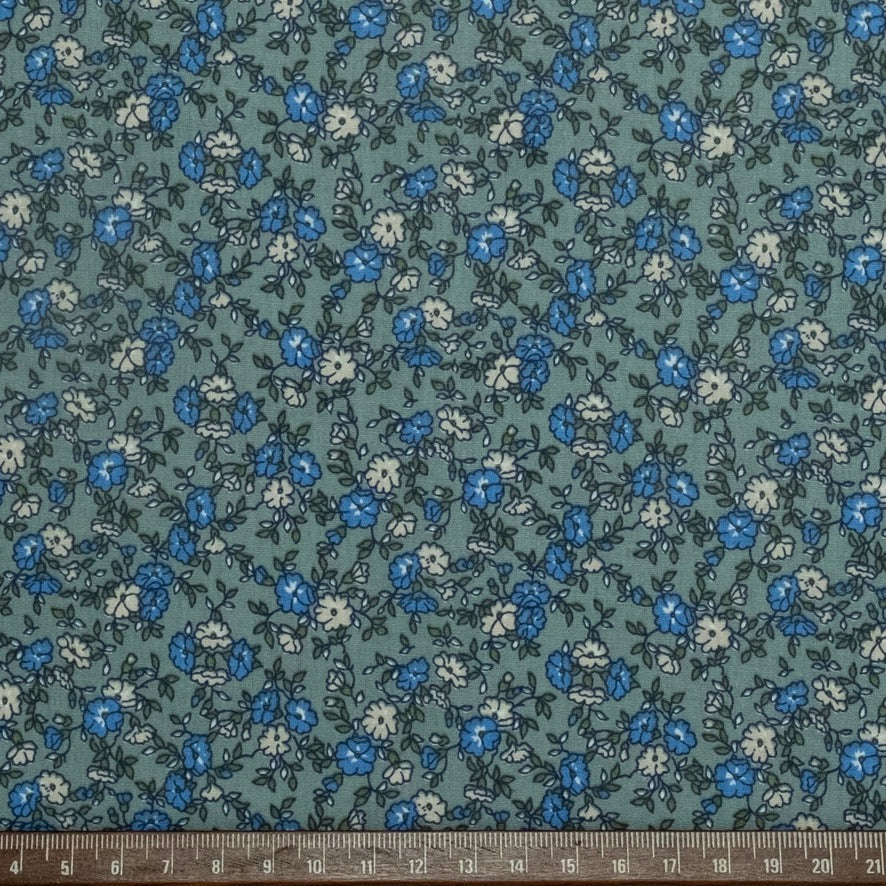 POPELÍN ESTAMPADO LIBERTY ENRREDADERA AZUL