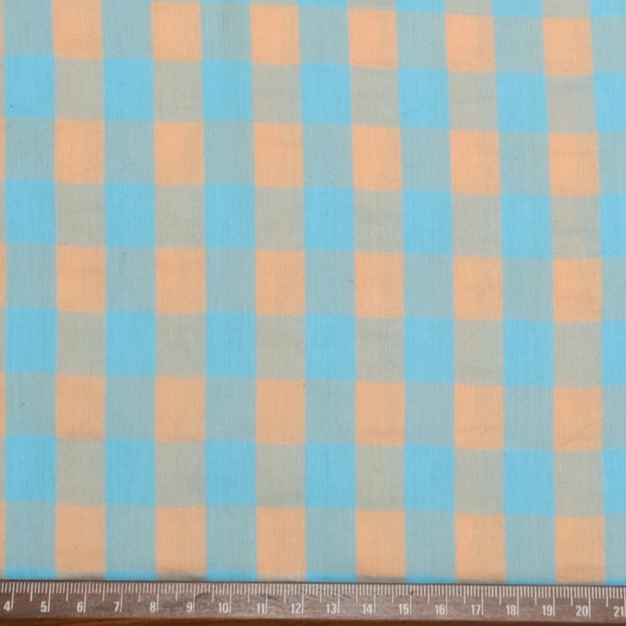VICHY SEERSUCKER MAXI PASTEL AZUL - NARANJA