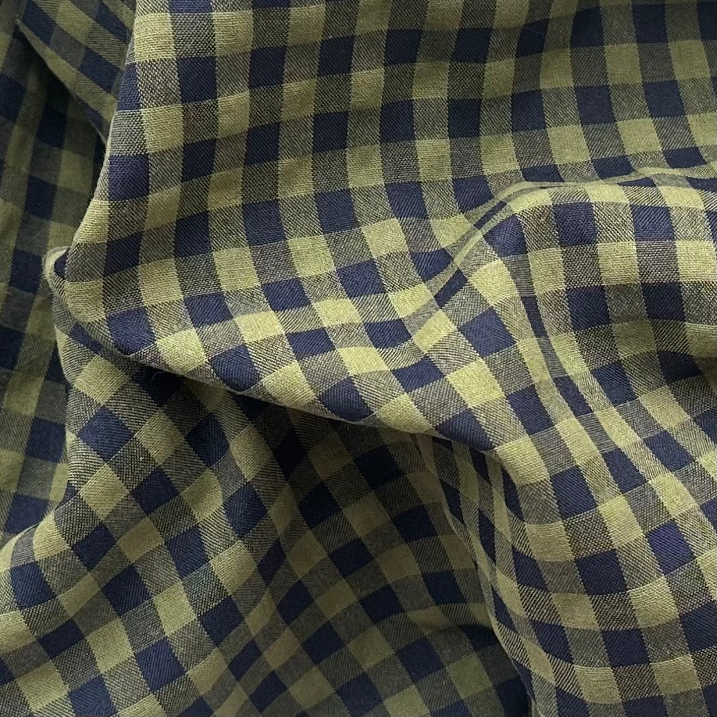 VICHY SEERSUCKER AZUL OSCURO - AMARILLO