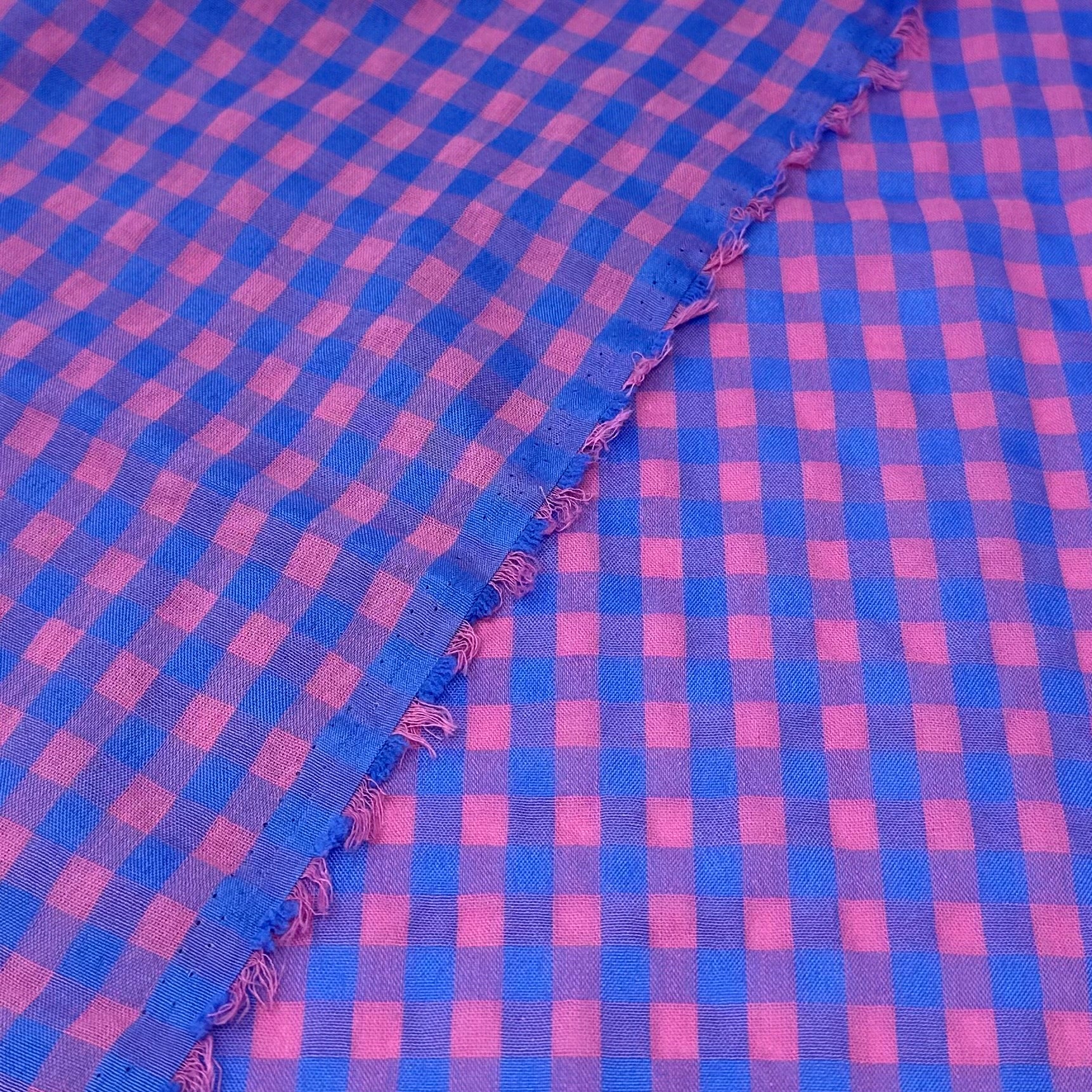 VICHY SEERSUCKER AZUL - ROSA