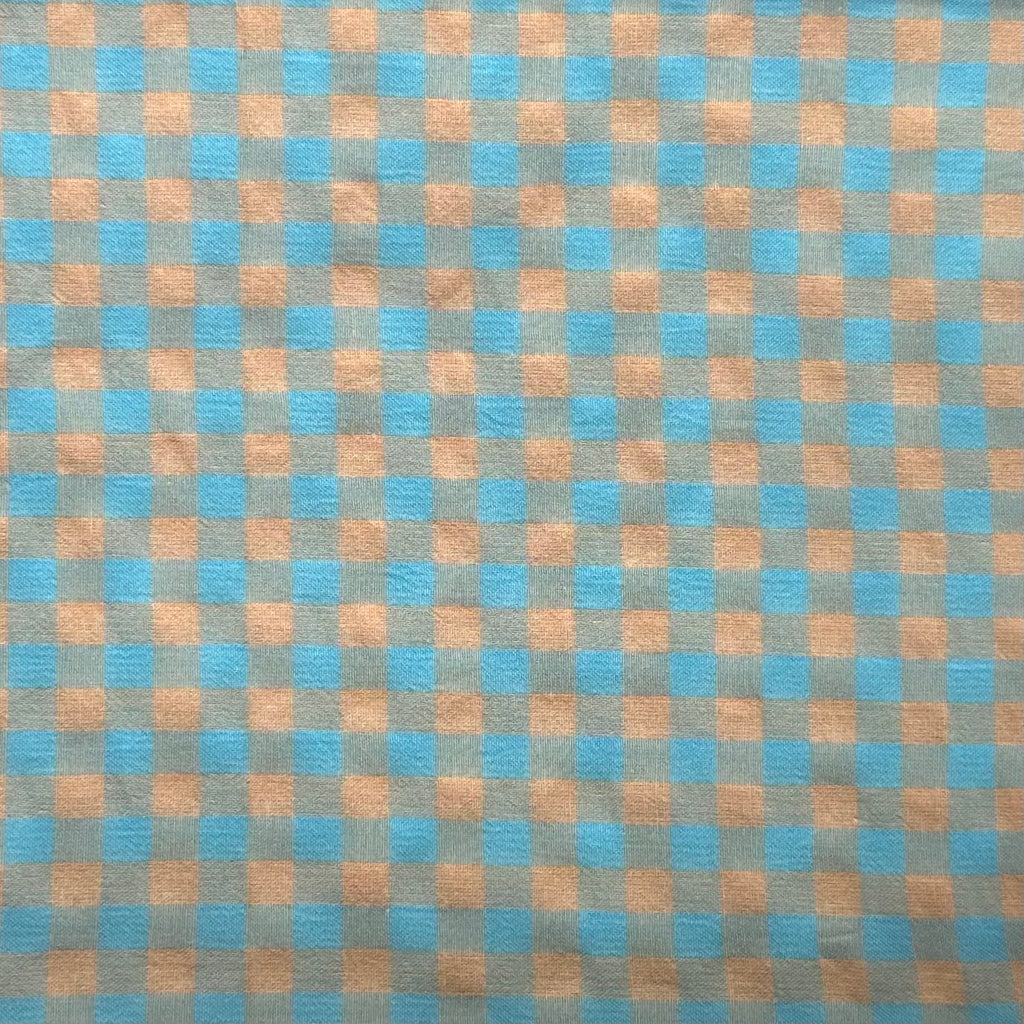 VICHY SEERSUCKER AZUL SUAVE - NARANJA