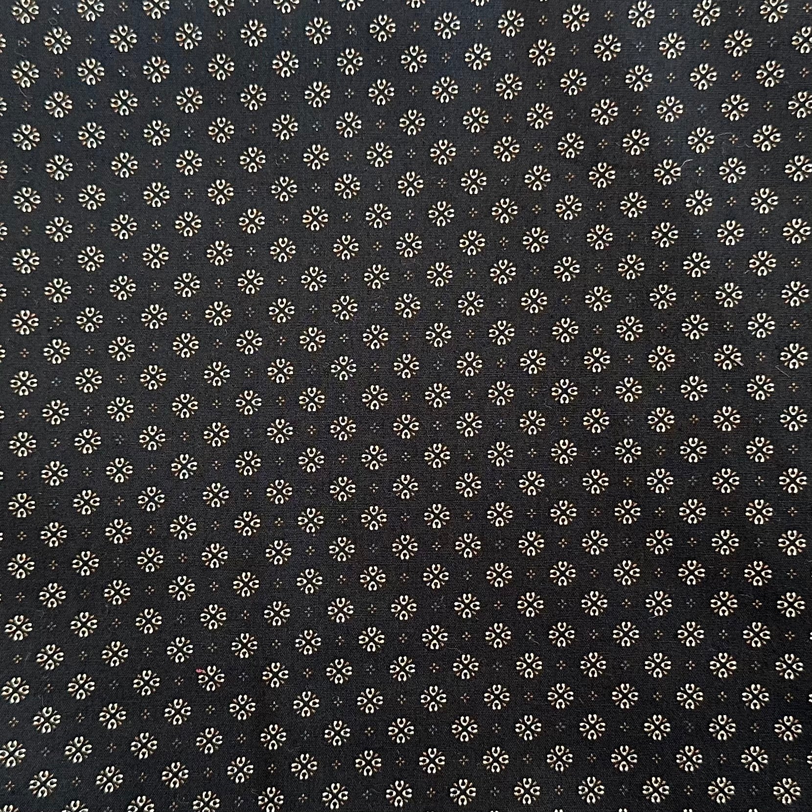 POPELIN ESTAMPADO COPOS NEGRO-AMARILLO