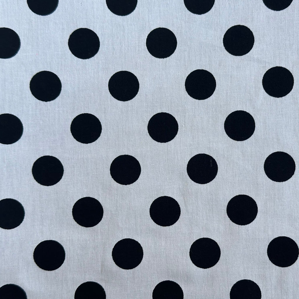 POPELIN ESTAMPADO TOPOS BLANCO Y NEGRO