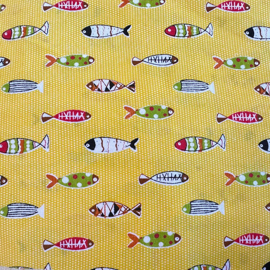 POPELÍN ESTAMPADO INFANTIL PECES AMARILLO