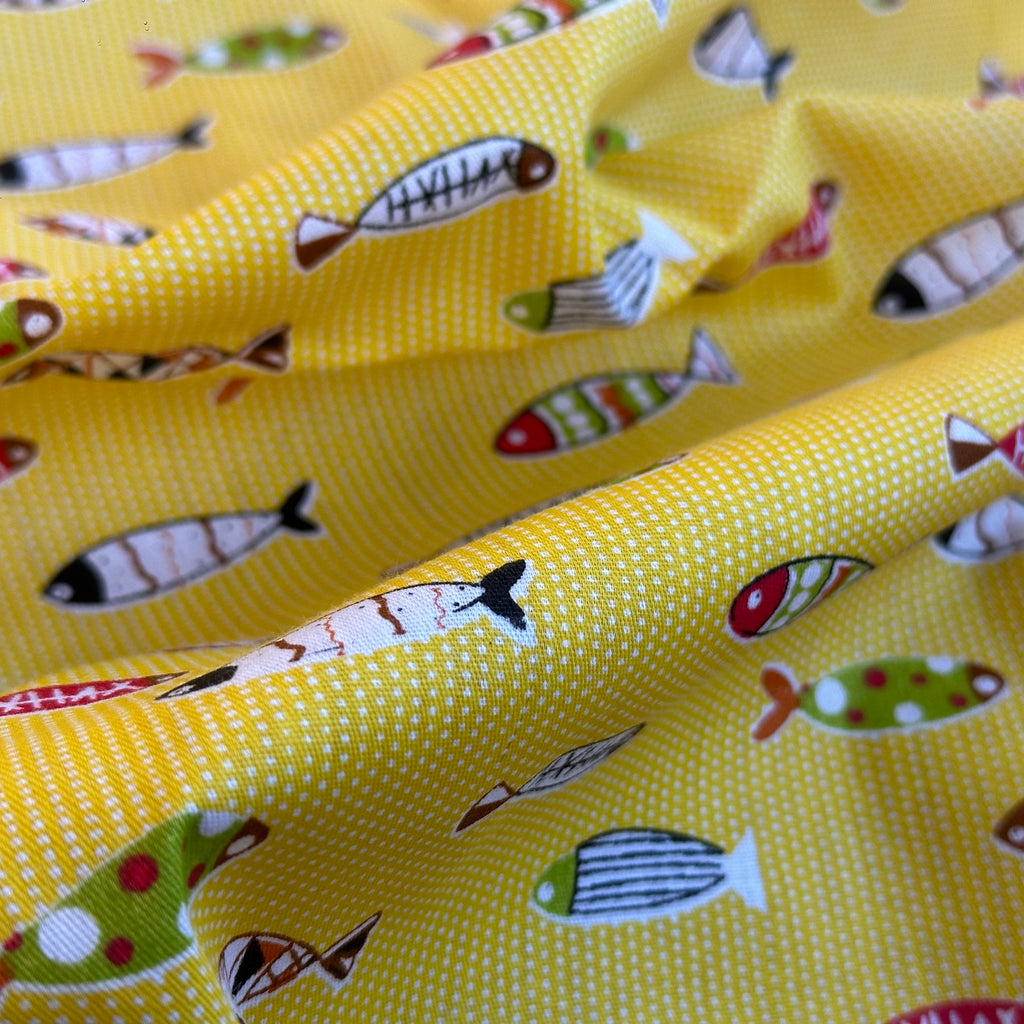 POPELÍN ESTAMPADO INFANTIL PECES AMARILLO