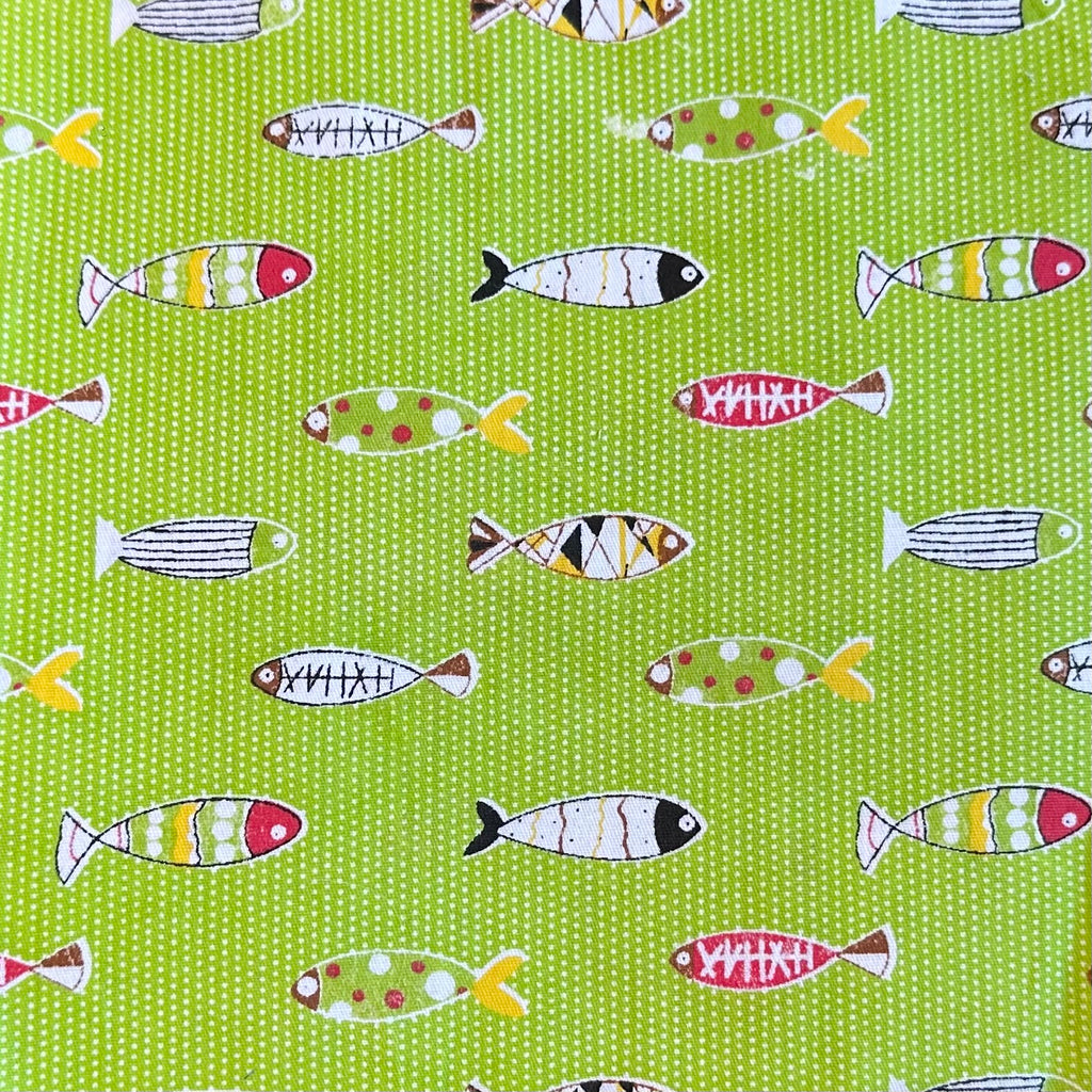 POPELÍN ESTAMPADO INFANTIL PECES VERDE