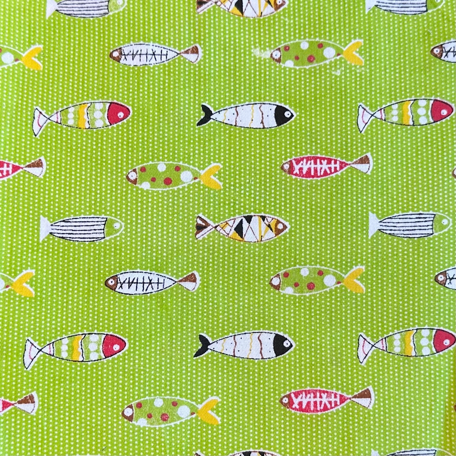 POPELÍN ESTAMPADO INFANTIL DIGITAL PECES VERDE