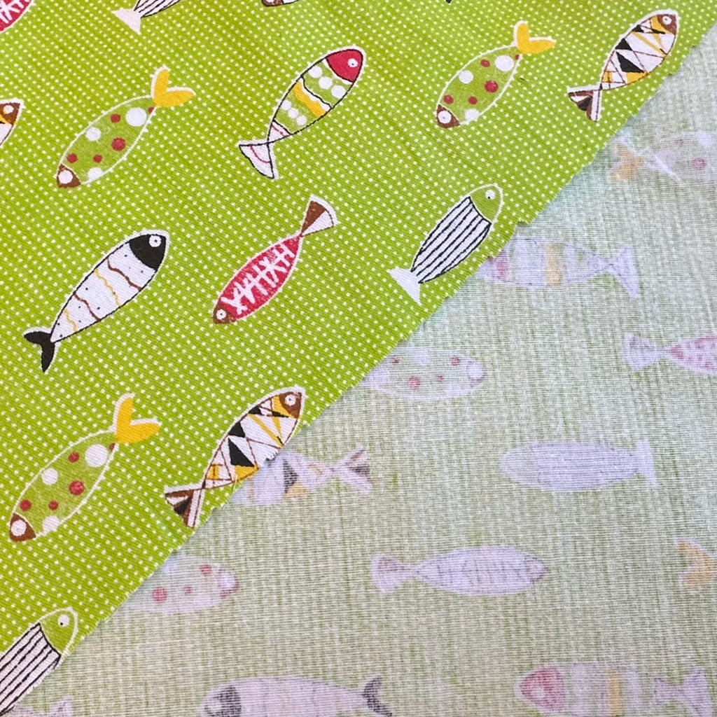 POPELÍN ESTAMPADO INFANTIL PECES VERDE