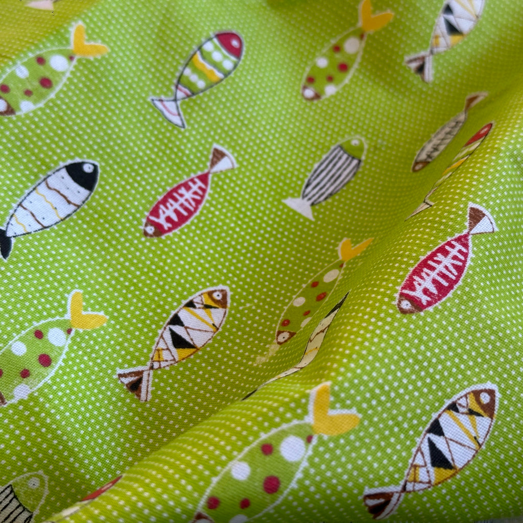 POPELÍN ESTAMPADO INFANTIL PECES VERDE