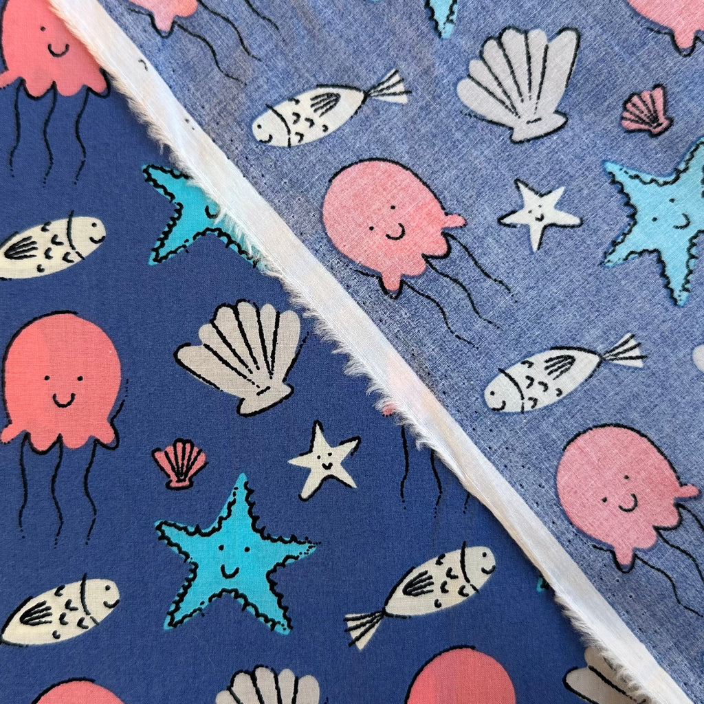 POPELÍN ESTAMPADO INFANTIL FONDO MARINO