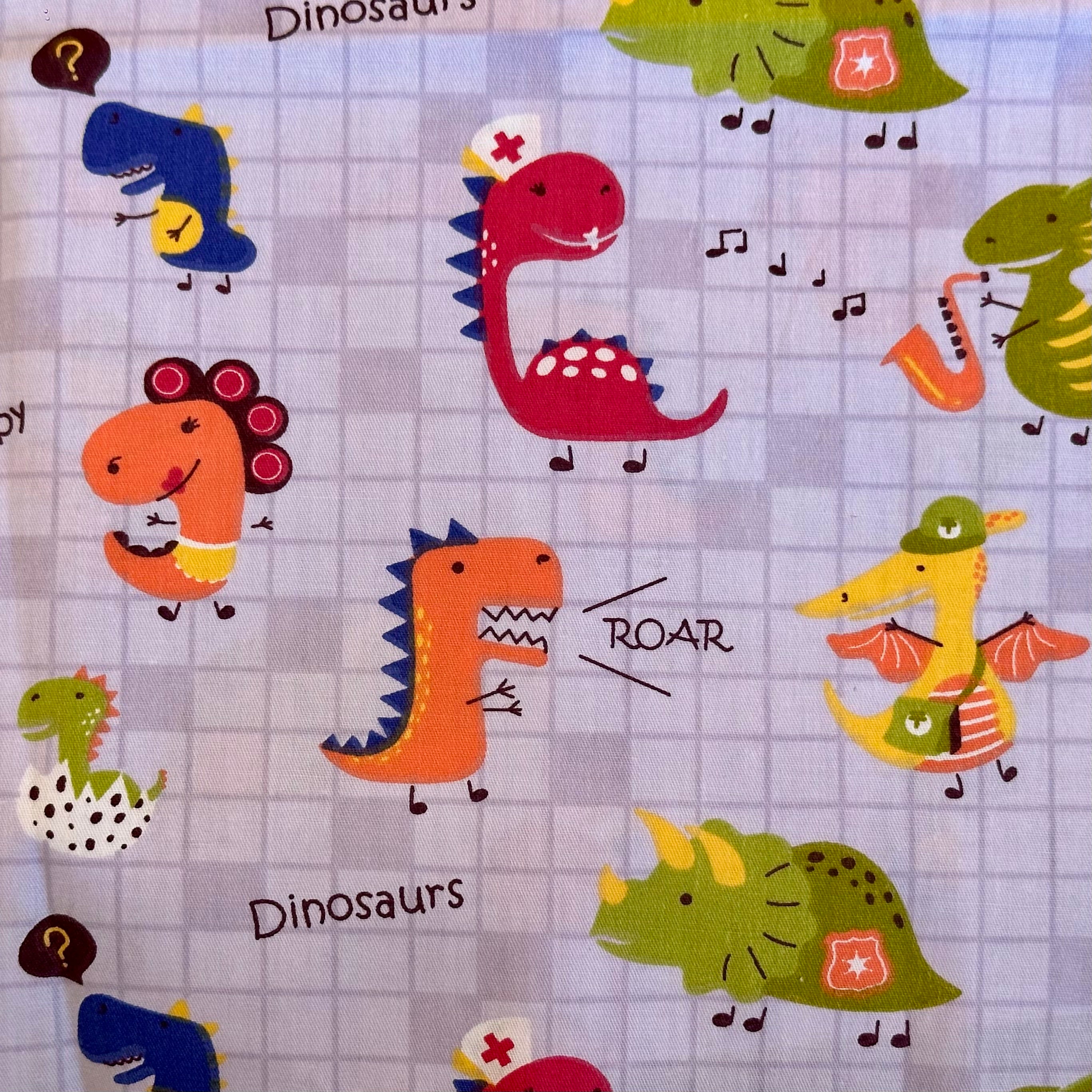 IMPRESSION NUMÉRIQUE SUR POPLIN, LES DINOSAURES POUR ENFANTS, LES MÉTIERS