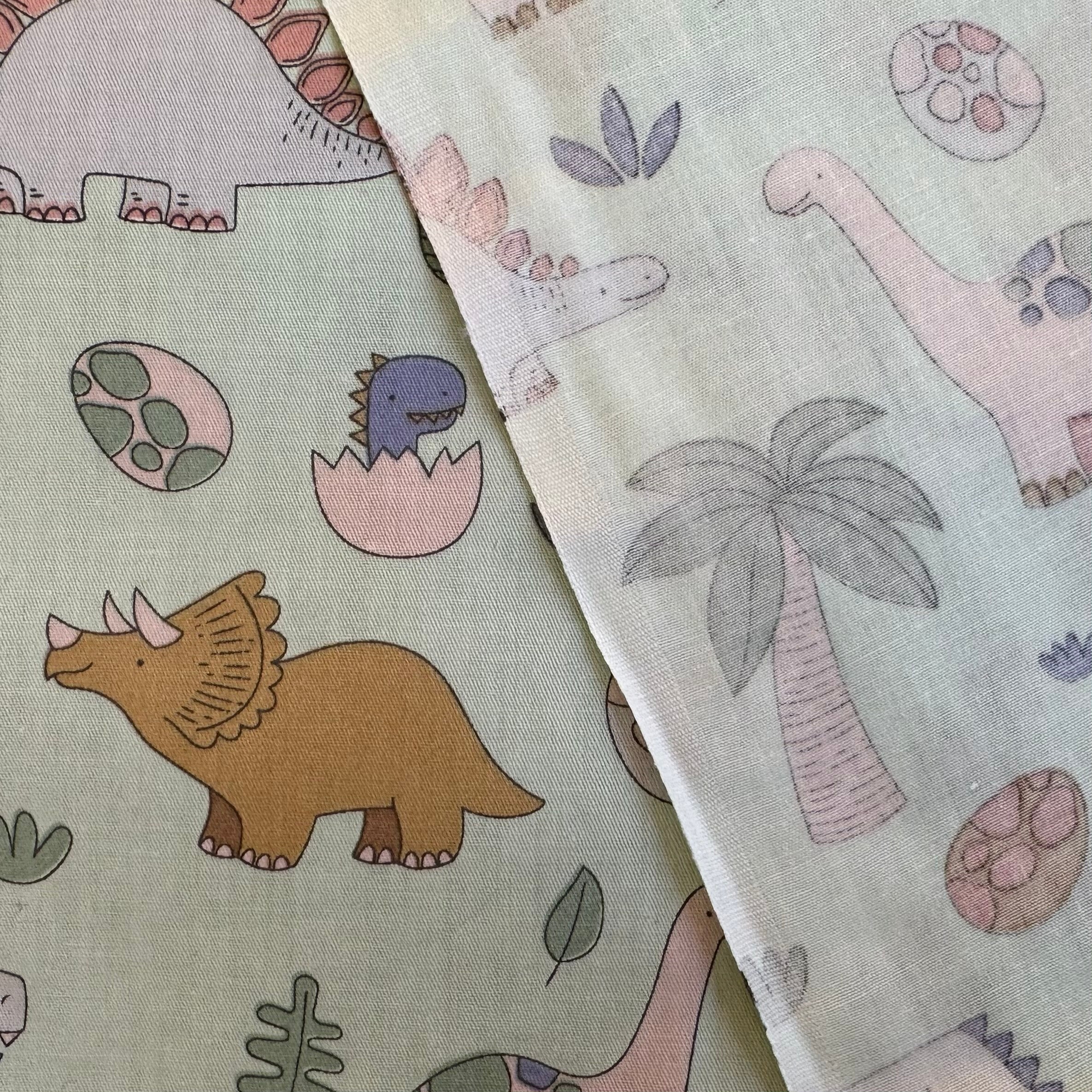 POPELÍN ESTAMPADO INFANTIL DIGITAL JURASSIC VERDE