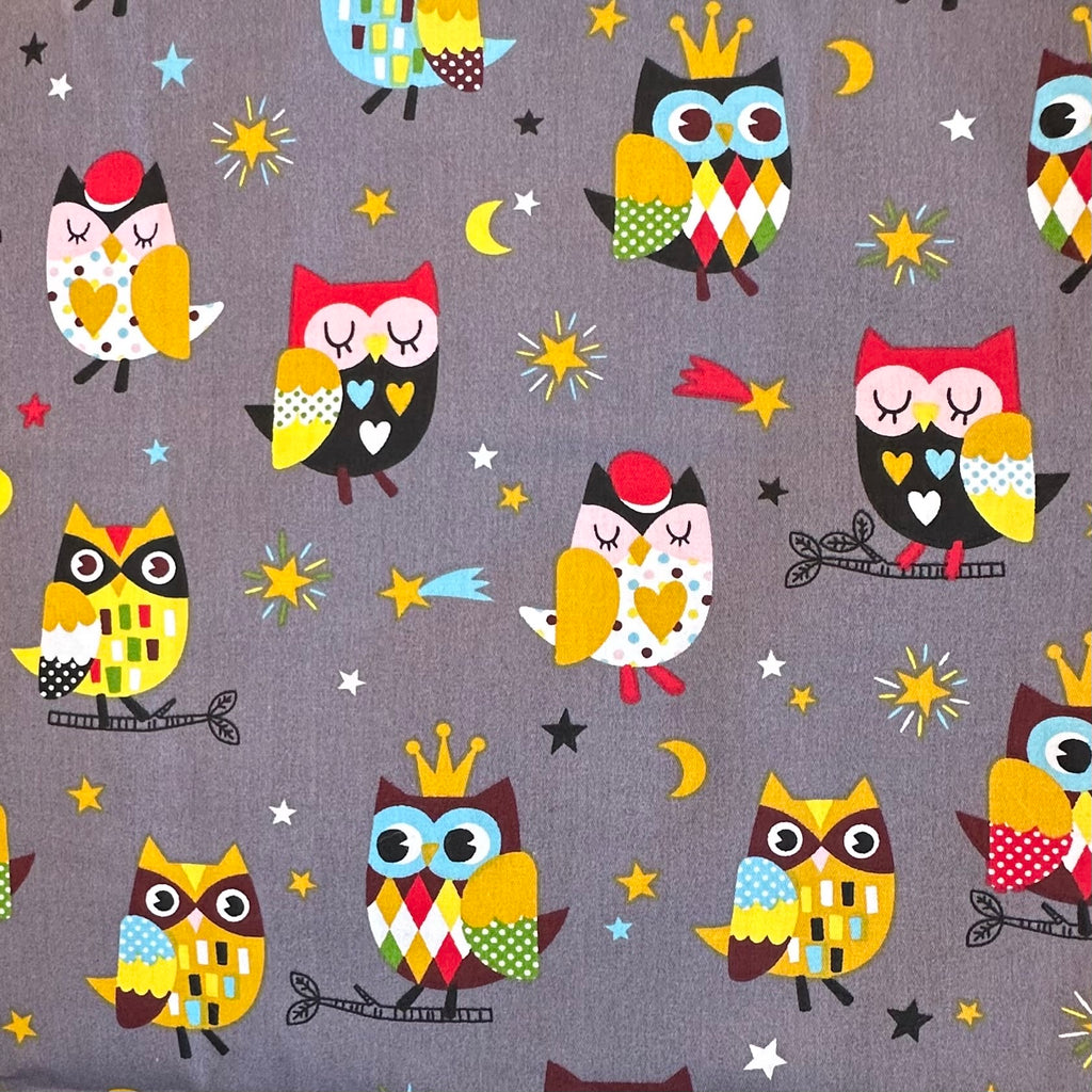 POPELÍN ESTAMPADO INFANTIL BUHOS GRIS