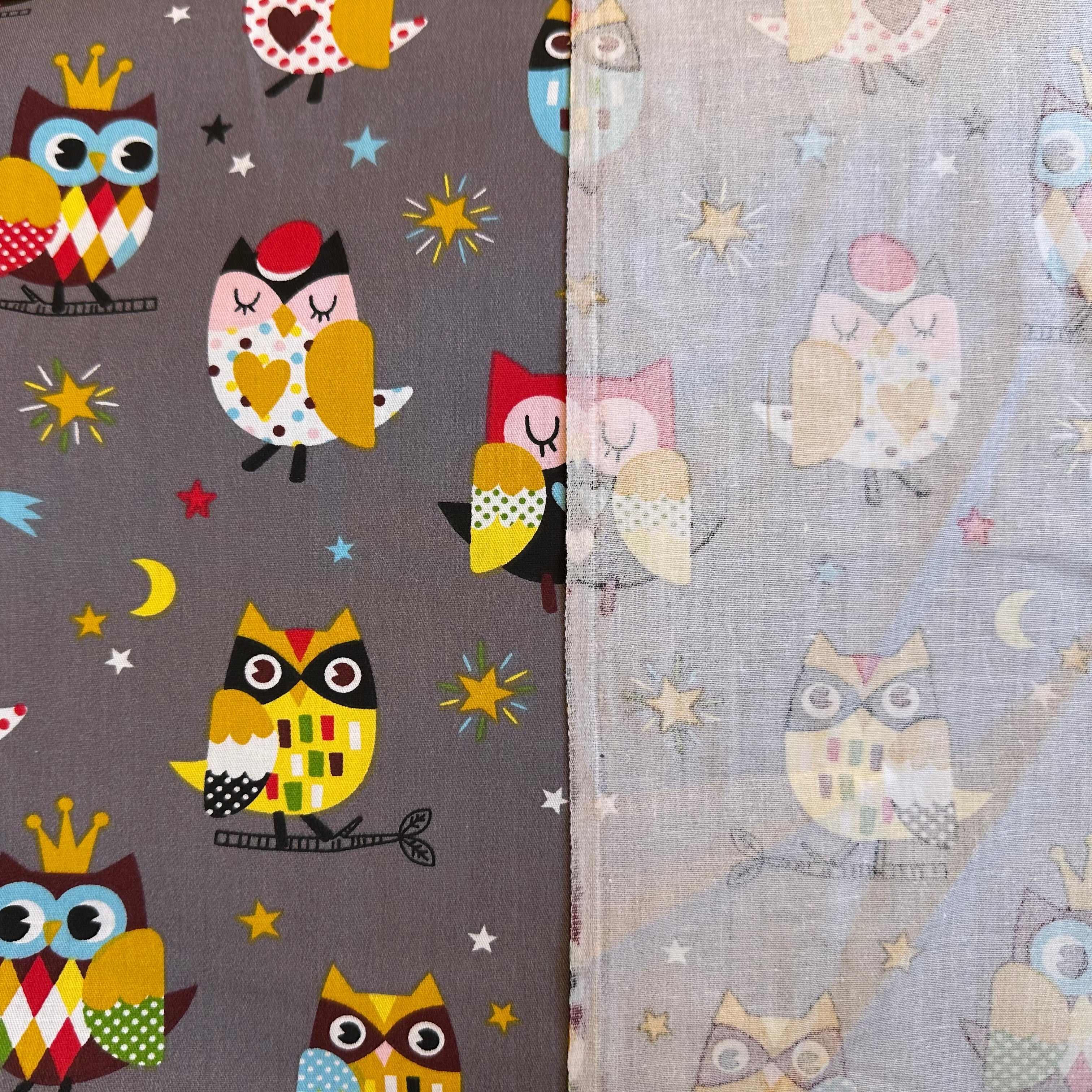 POPELÍN ESTAMPADO INFANTIL BUHOS GRIS