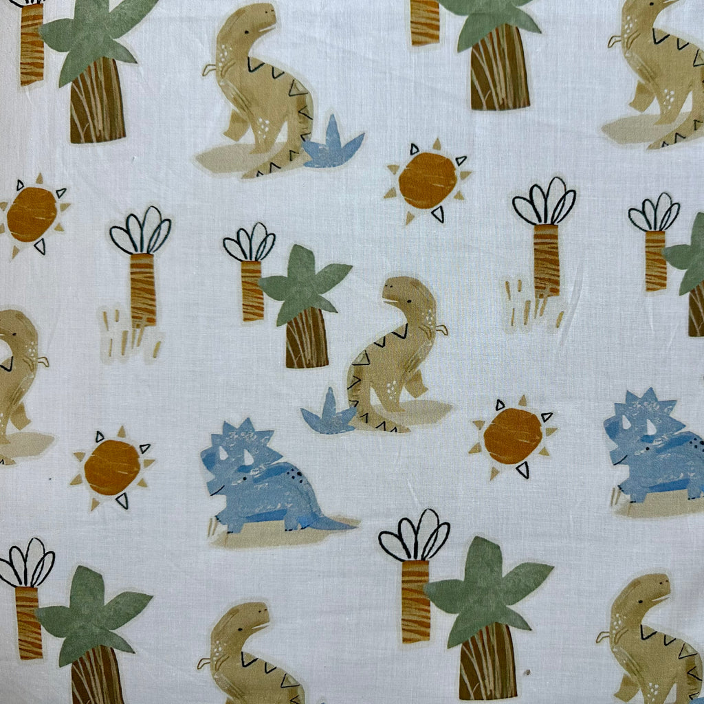 POPELÍN ESTAMPADO INFANTIL DINOS BLANCO