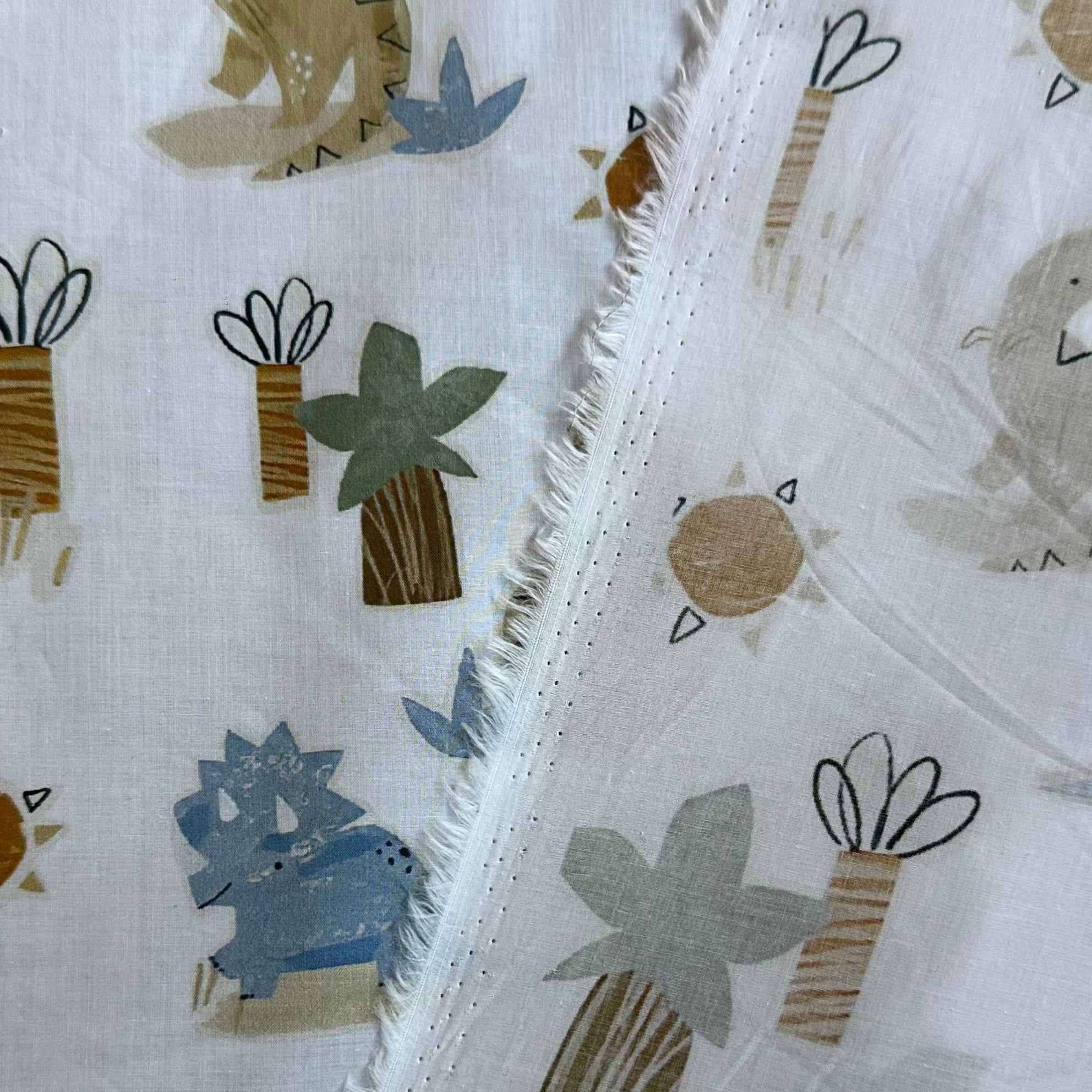 POPELÍN ESTAMPADO INFANTIL DINOS BLANCO