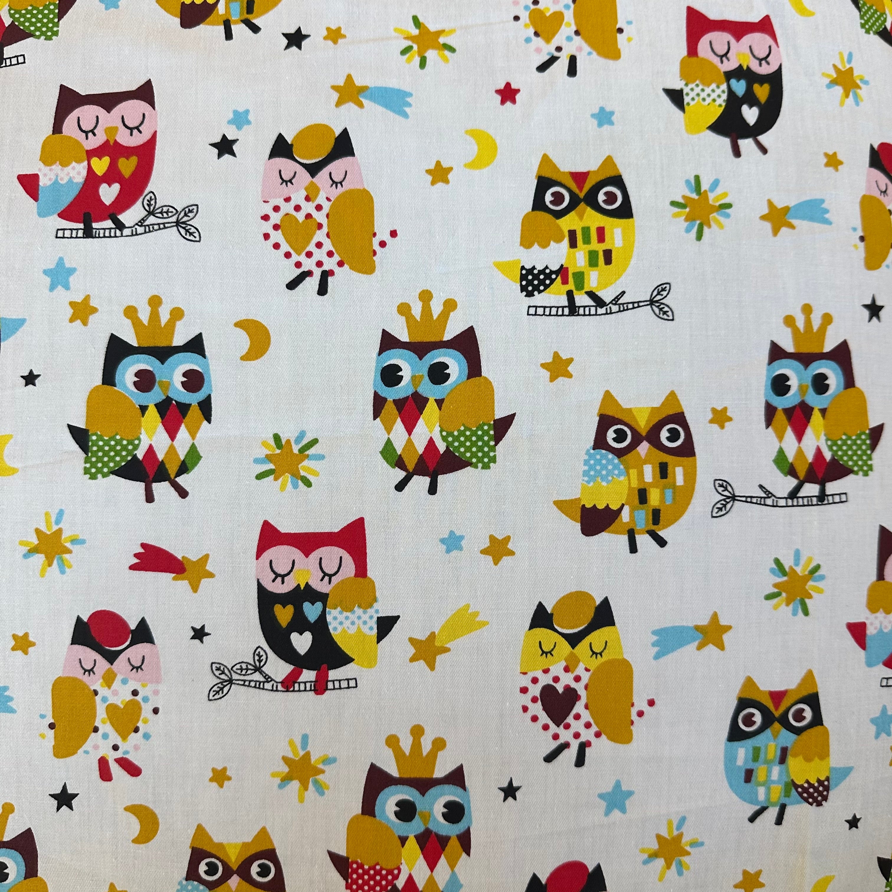 Hibou en popeline blanche imprimé numériquement pour enfants