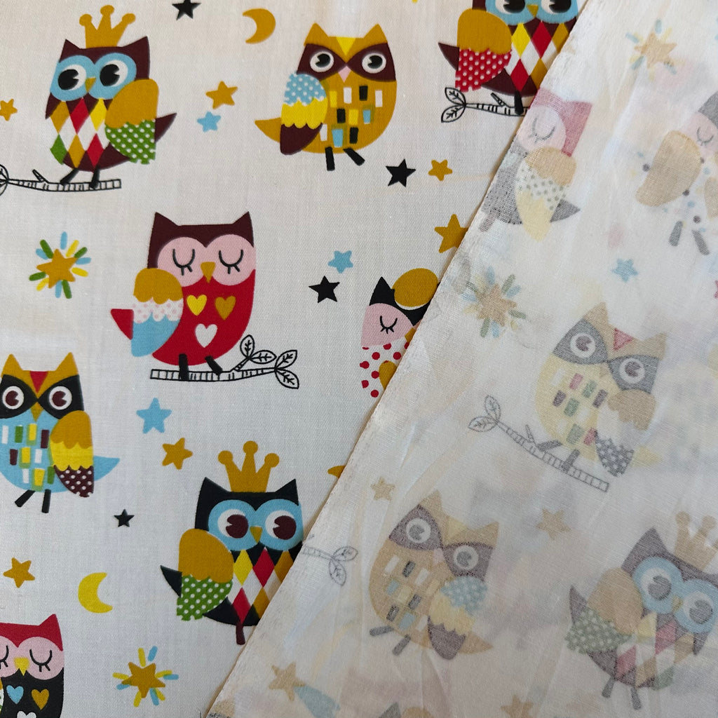 Hibou en popeline blanche imprimé numériquement pour enfants