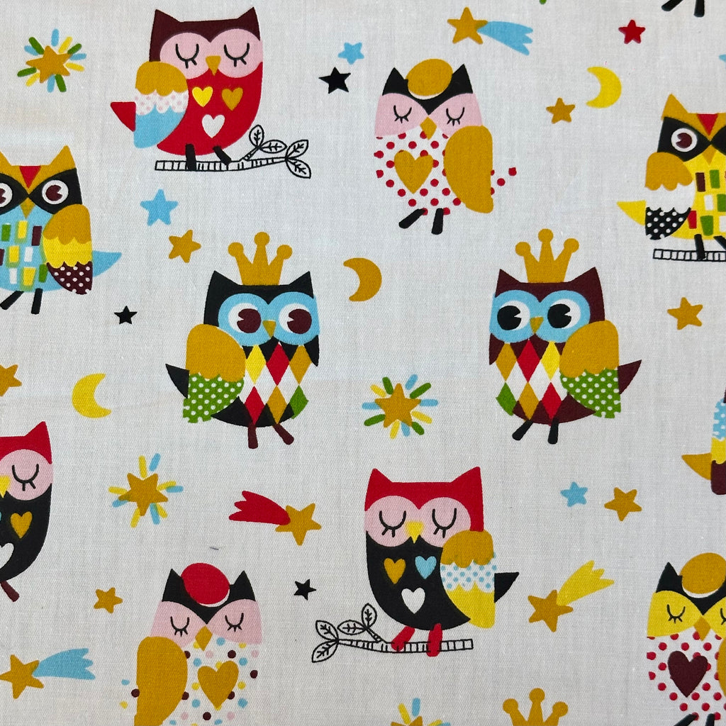 Hibou en popeline blanche imprimé numériquement pour enfants
