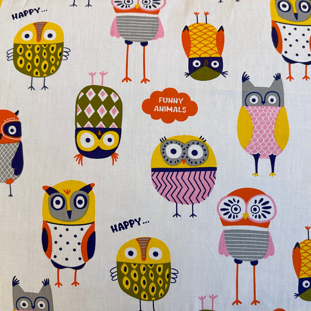 POPELÍN ESTAMPADO INFANTIL FUNNY BUHOS BLANCO