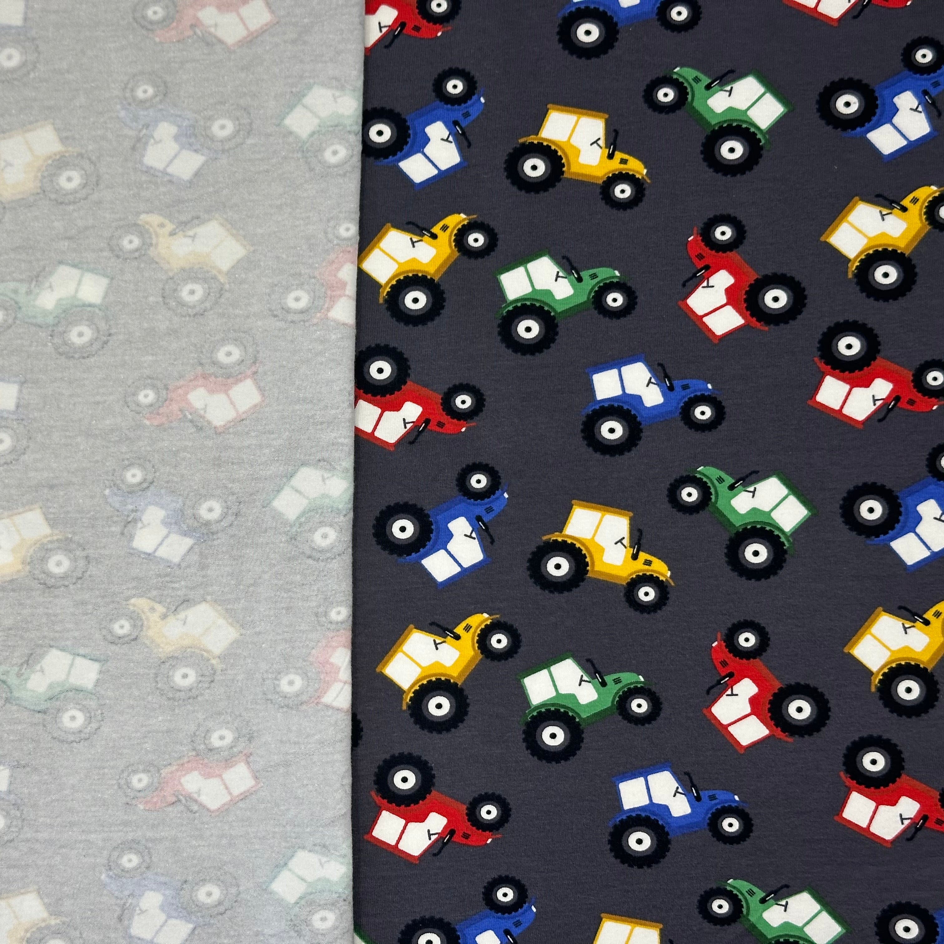 PUNTO ALGODÓN INFANTIL TRACTORES MULTICOLOR GRIS