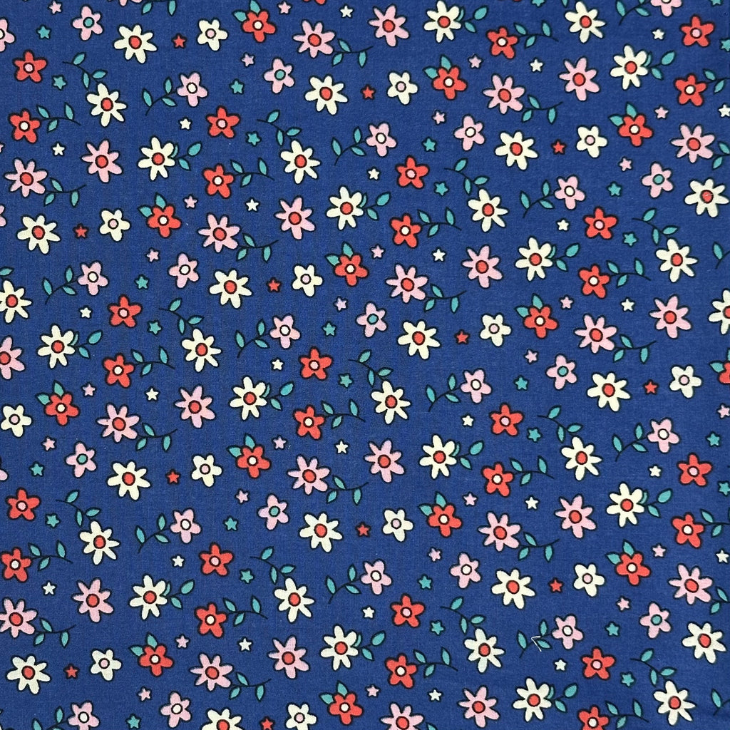Popeline Liberty à motif bleu