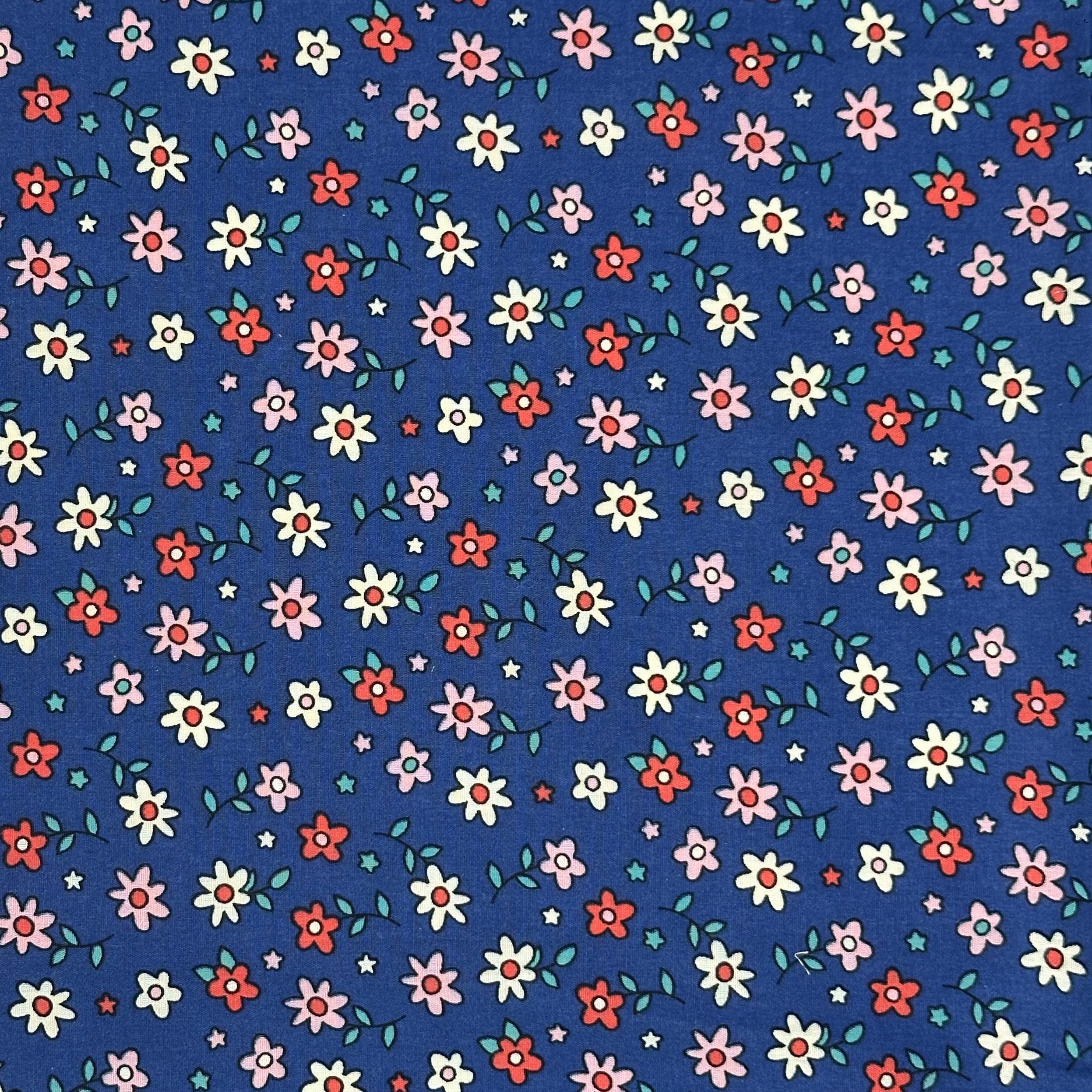 Popeline Liberty à motif bleu