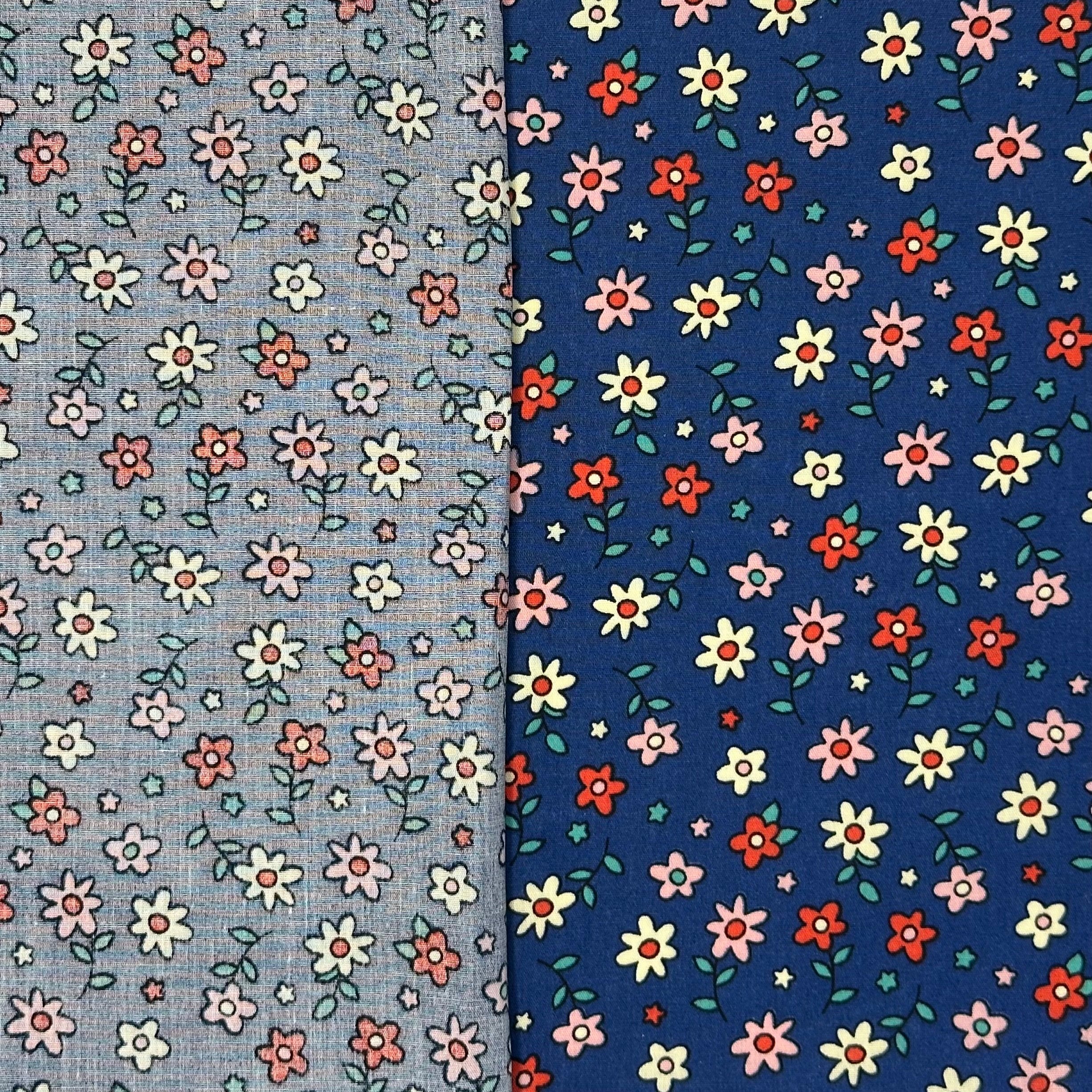 Popeline Liberty à motif bleu