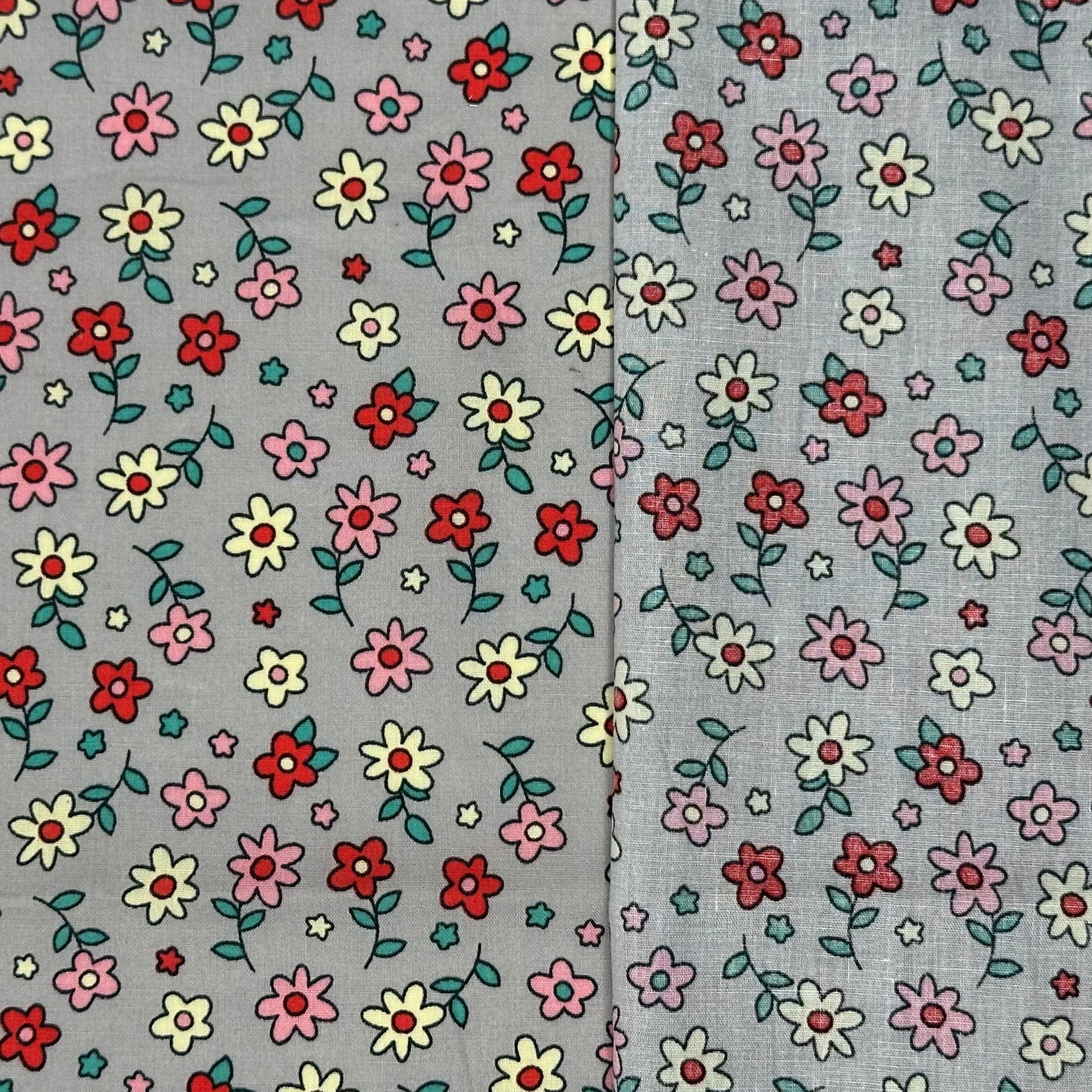Popeline Liberty imprimée avec dessin sur fond gris