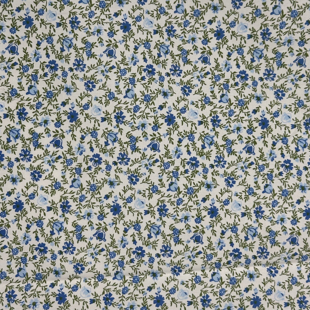 LIBERTY MICRO FLORAL PRINTED POPLIN BLUE