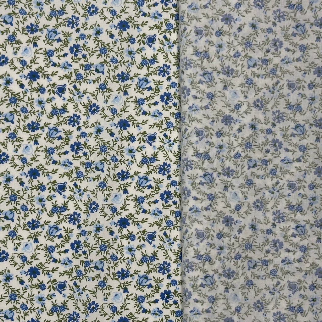 LIBERTY MICRO FLORAL PRINTED POPLIN BLUE