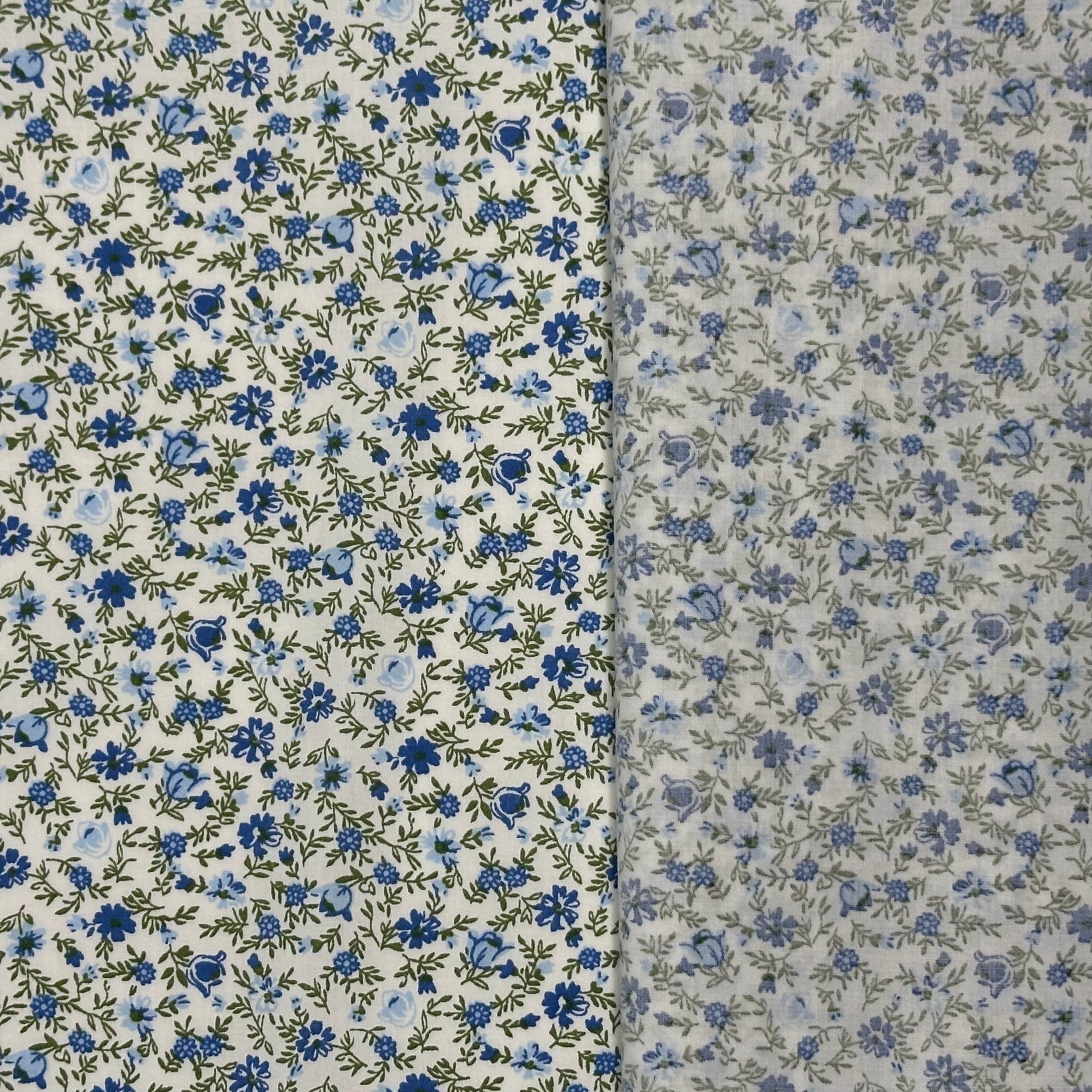 LIBERTY MICRO FLORAL PRINTED POPLIN BLUE
