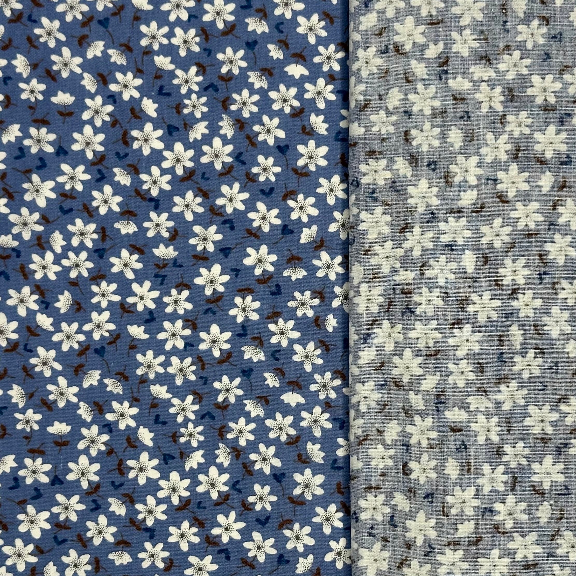 Popeline imprimée Liberty avec cent marguerites bleues
