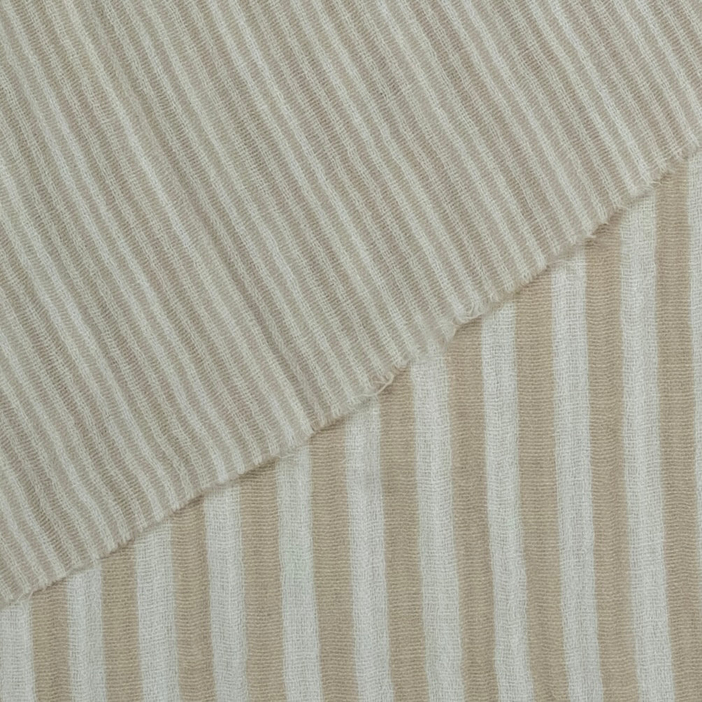 BEIGE STRIPED PRINTED MUSLIN