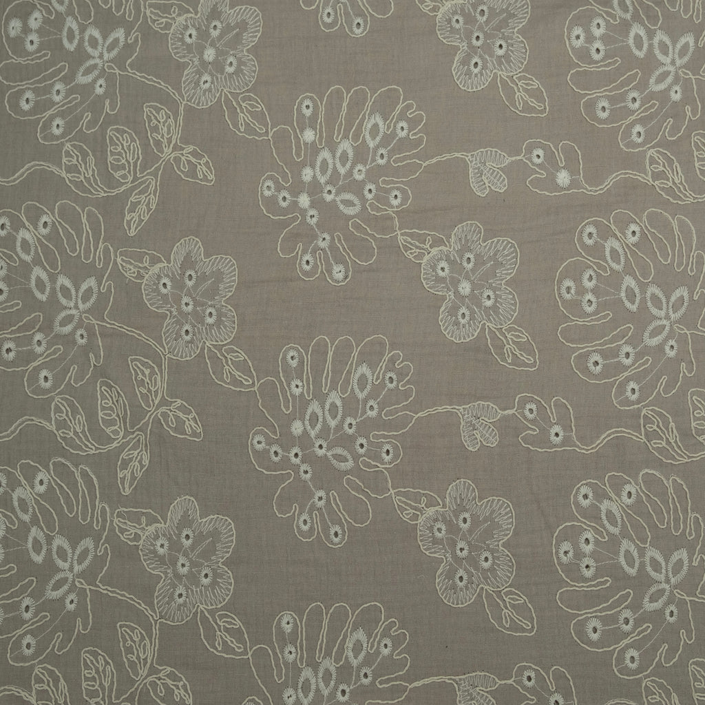 BORDADO MUSELINA ALGODÓN BEIGE FLORAL