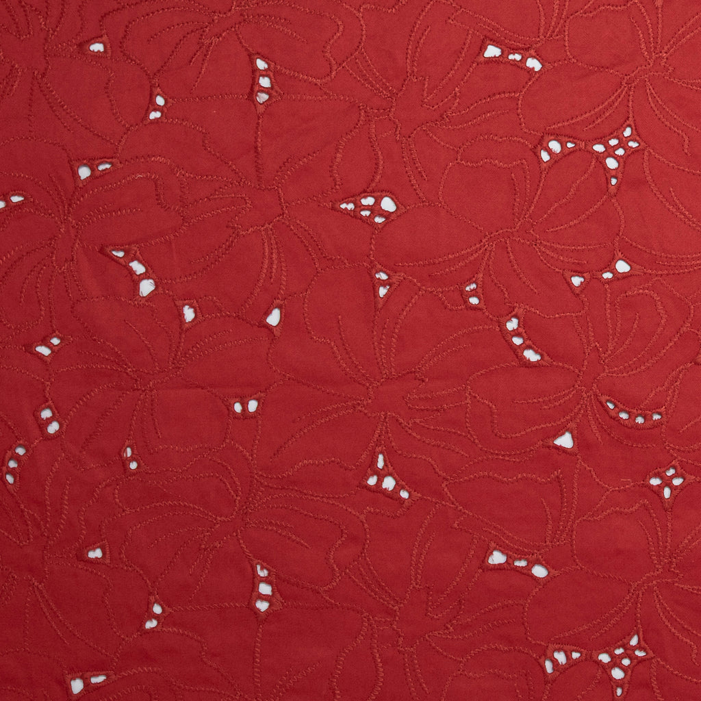 BORDADO POPELÍN ALGODÓN ROJO FLORAL