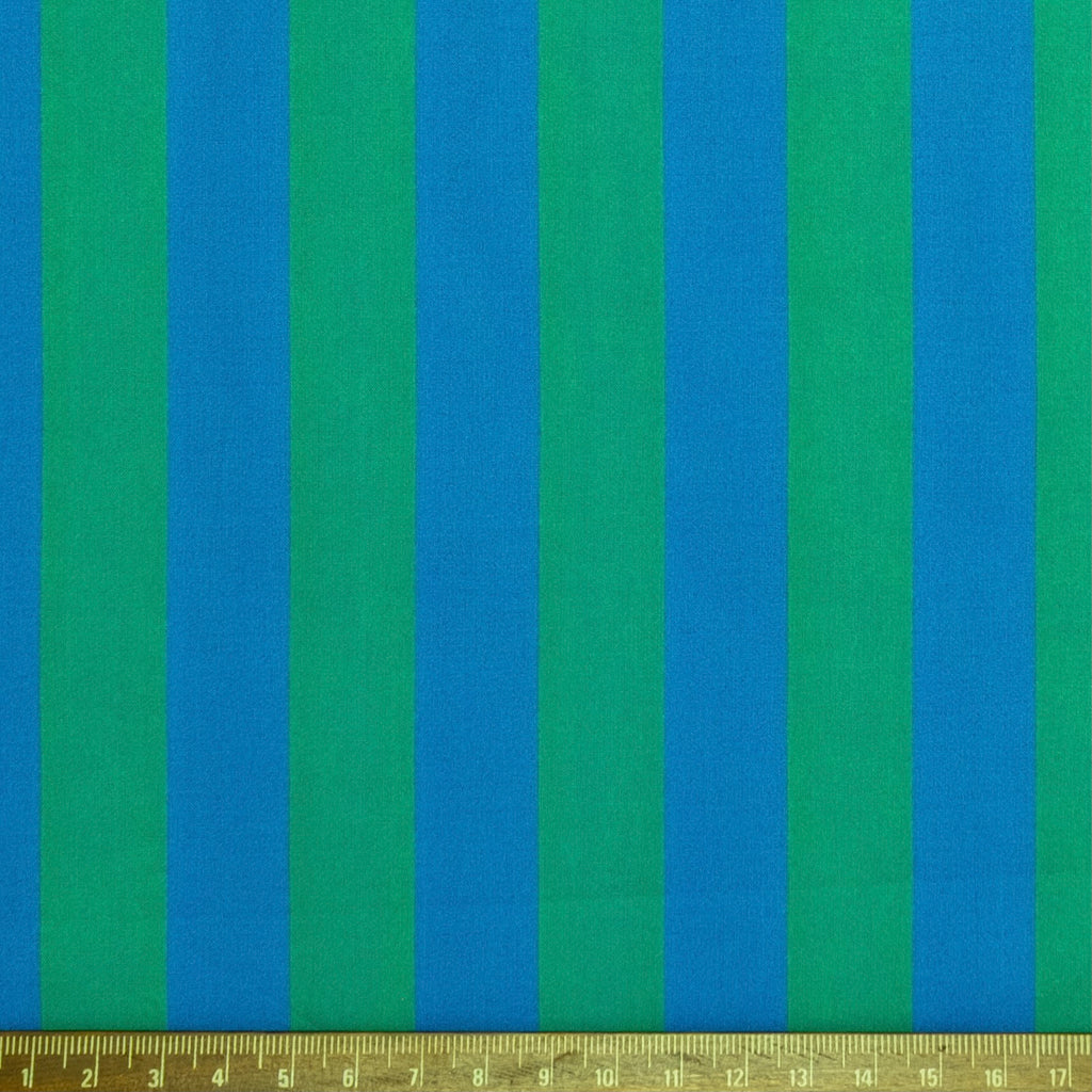 POPELÍN ESTAMPADO RAYAS AZUL - VERDE