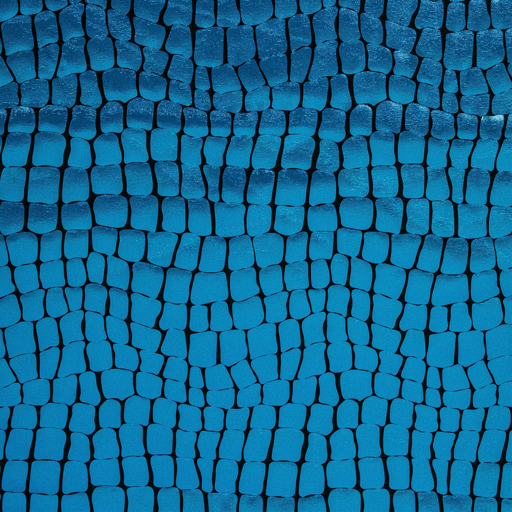 LAMINÉ MÉTALLISÉ SPANDEX CROCODILE BLEU