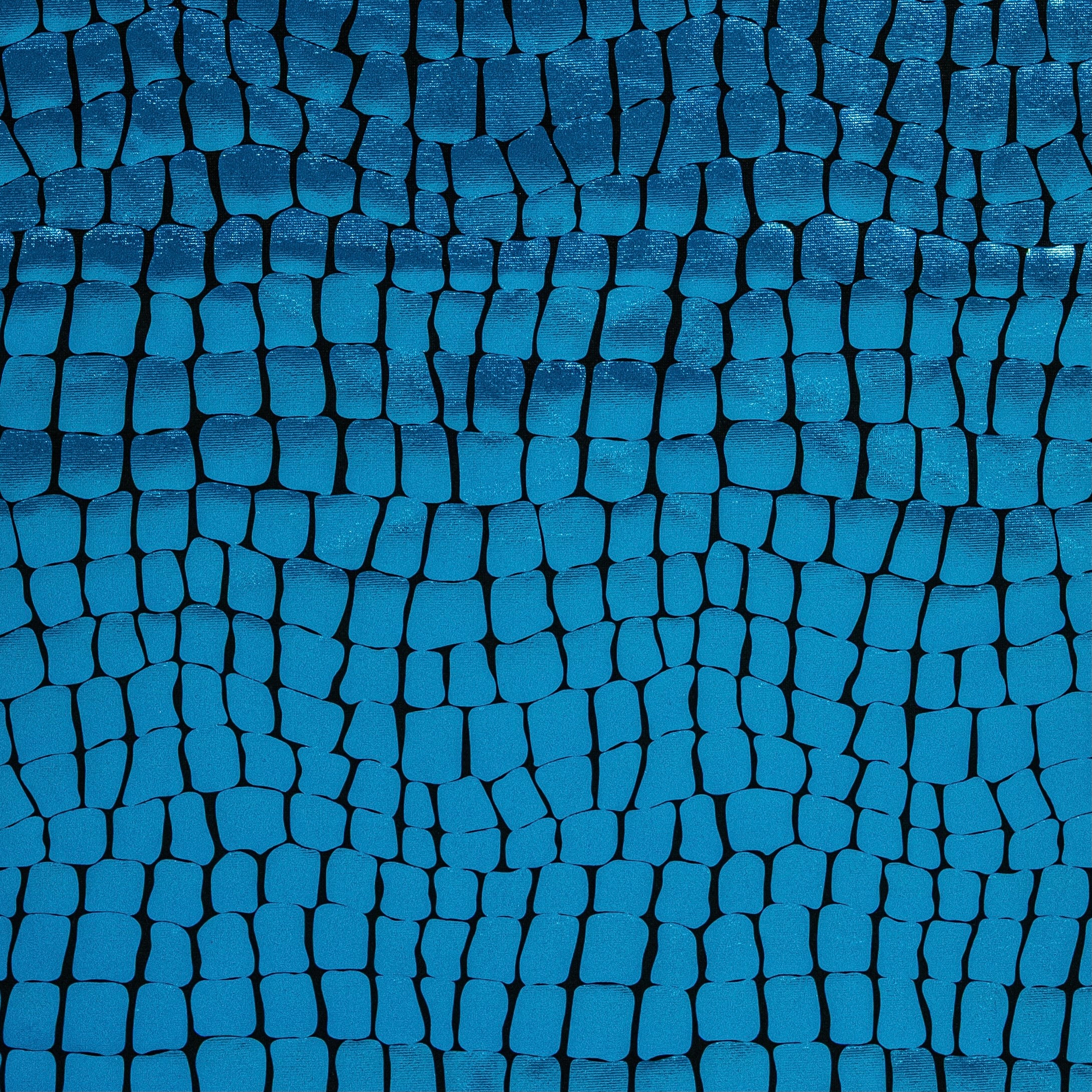 LAMINÉ MÉTALLISÉ SPANDEX CROCODILE BLEU