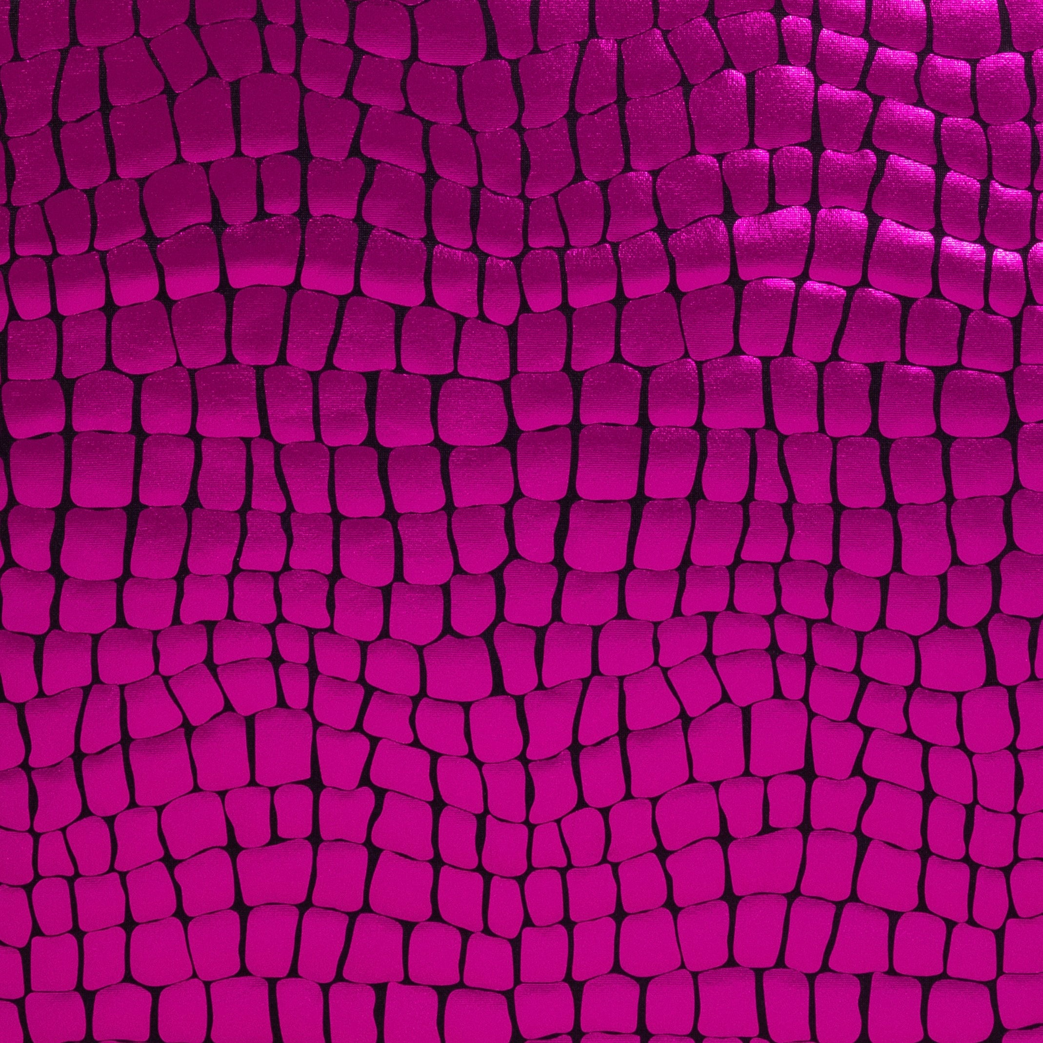 STRATIFIÉ MÉTALLIQUE SPANDEX CROCODILE ROSE FUCHSIA