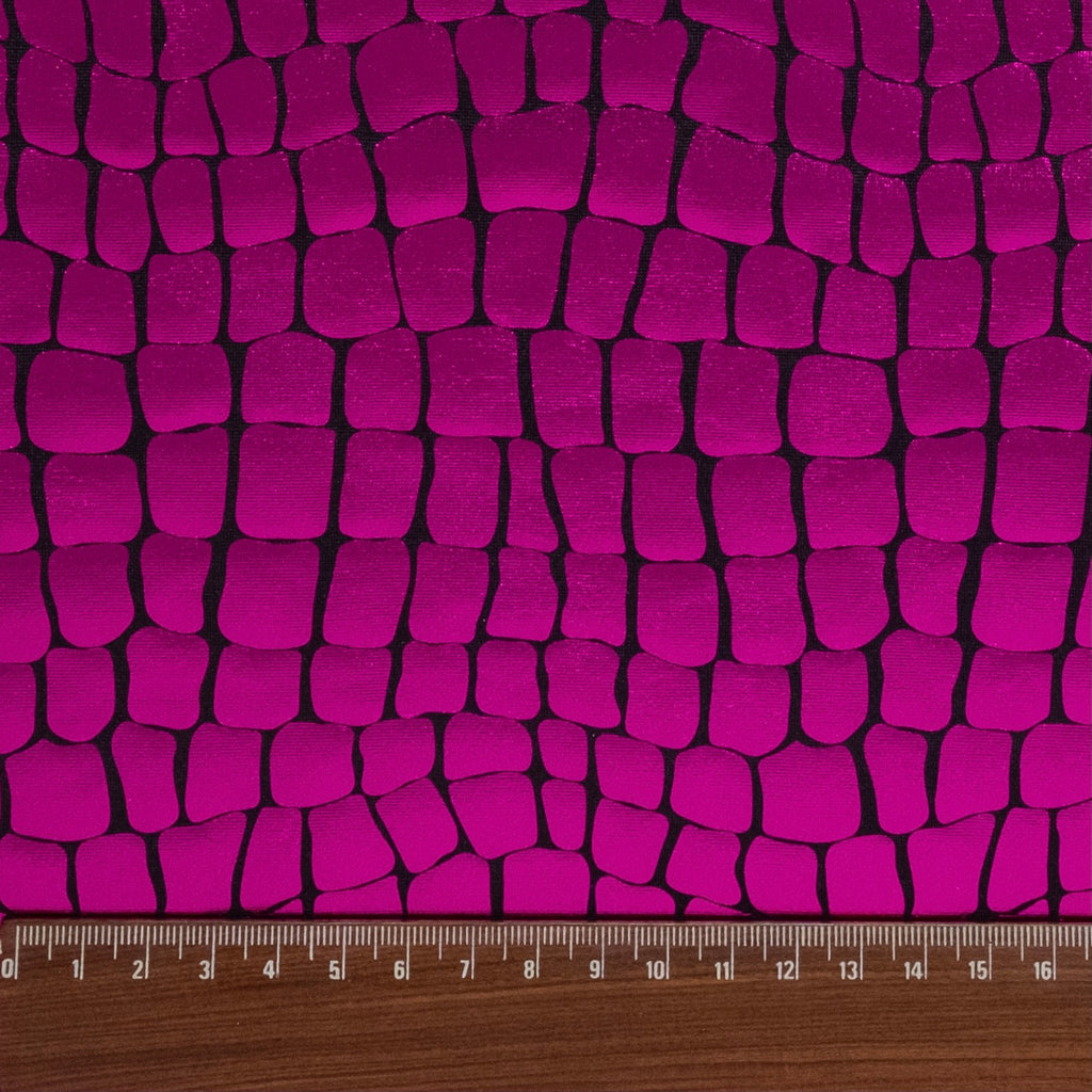 STRATIFIÉ MÉTALLIQUE SPANDEX CROCODILE ROSE FUCHSIA