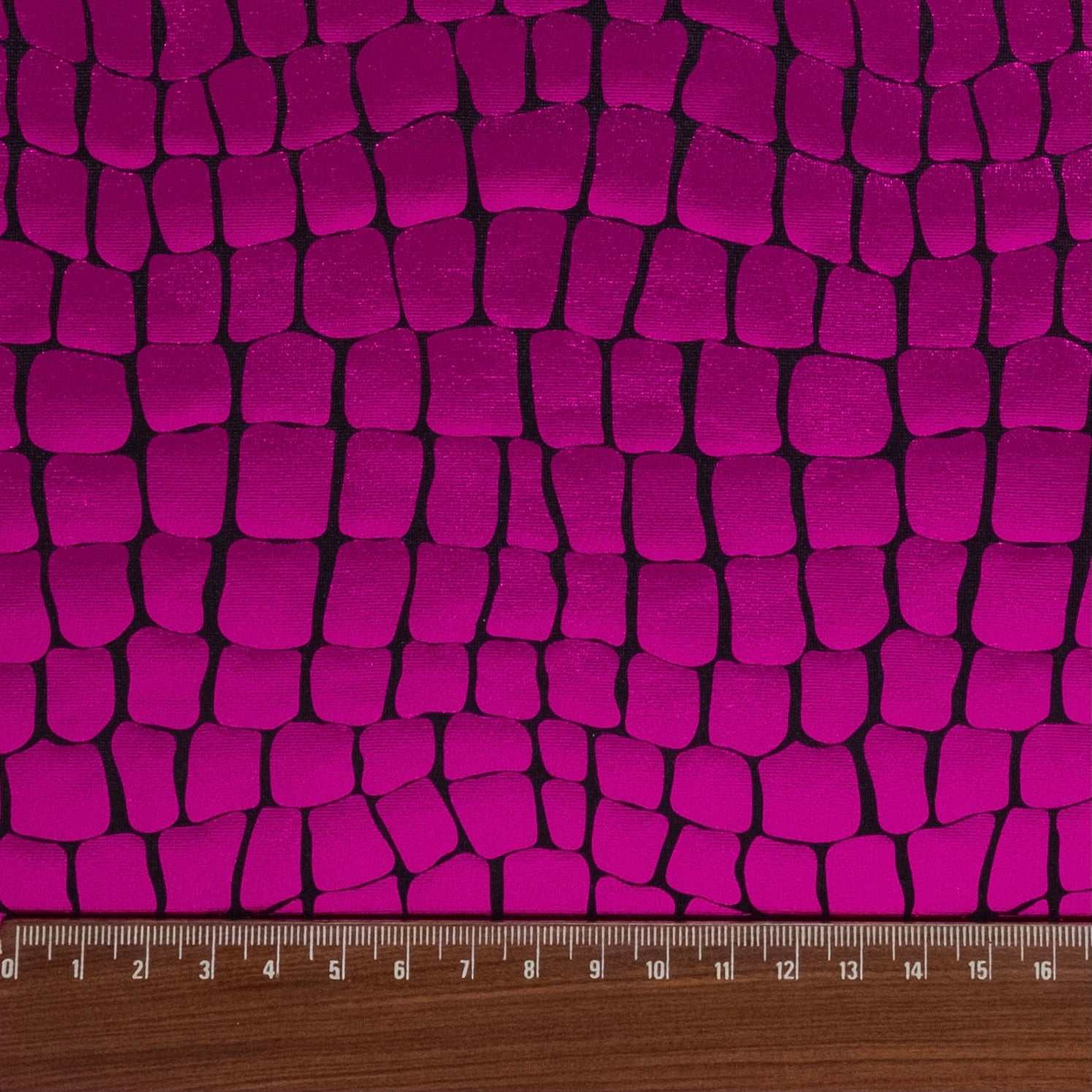STRATIFIÉ MÉTALLIQUE SPANDEX CROCODILE ROSE FUCHSIA