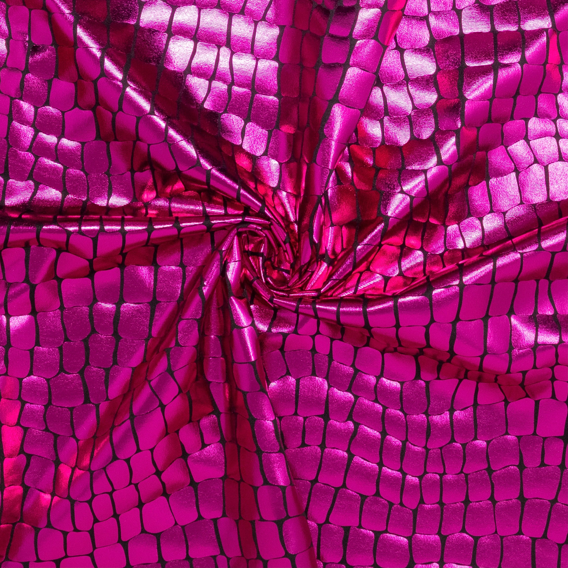 STRATIFIÉ MÉTALLIQUE SPANDEX CROCODILE ROSE FUCHSIA