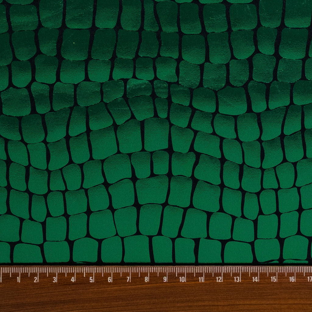 LAMINÉ MÉTALLIQUE SPANDEX CROCODILE VERT