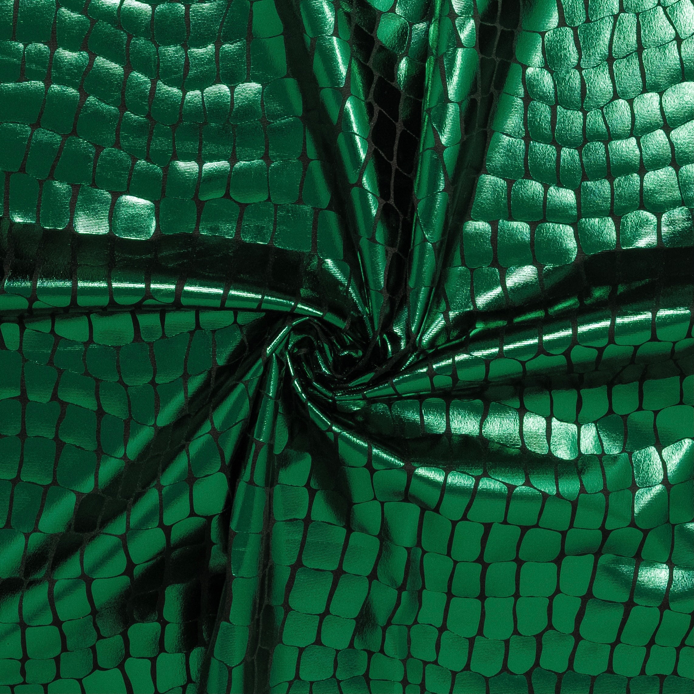 LAMINÉ MÉTALLIQUE SPANDEX CROCODILE VERT